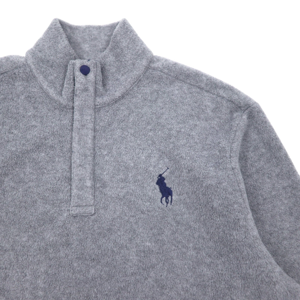 POLO GOLF RALPH LAUREN anni '90, giacca in pile con mezza cerniera a scatto, taglia XL, grigio, poliestere, coulisse