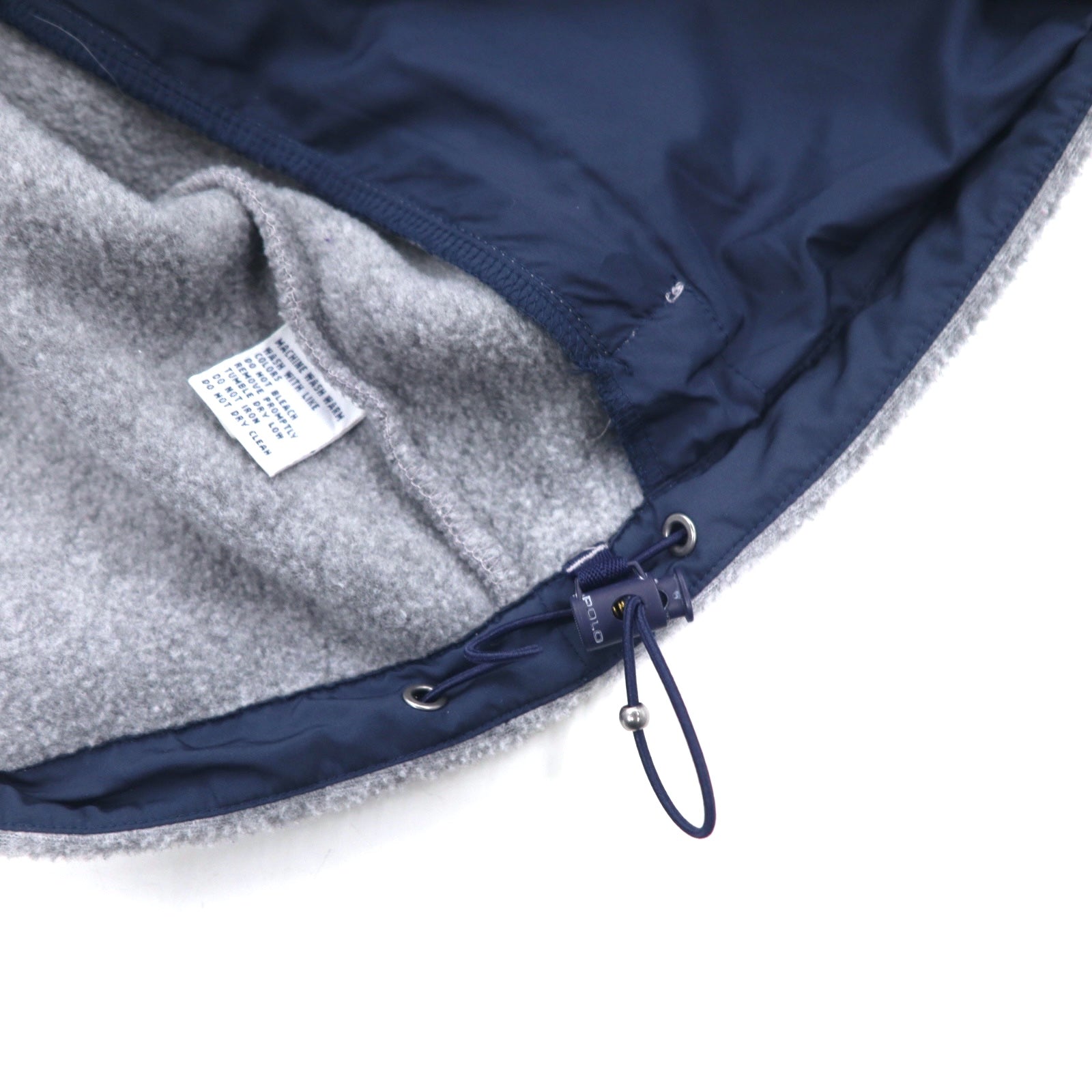 POLO GOLF RALPH LAUREN anni '90, giacca in pile con mezza cerniera a scatto, taglia XL, grigio, poliestere, coulisse