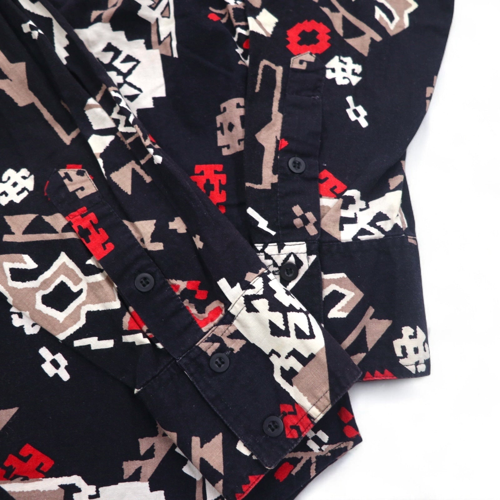 Wrangler anni '90 camicia western fantasia nativa L nera in cotone con tasche a patta sul petto