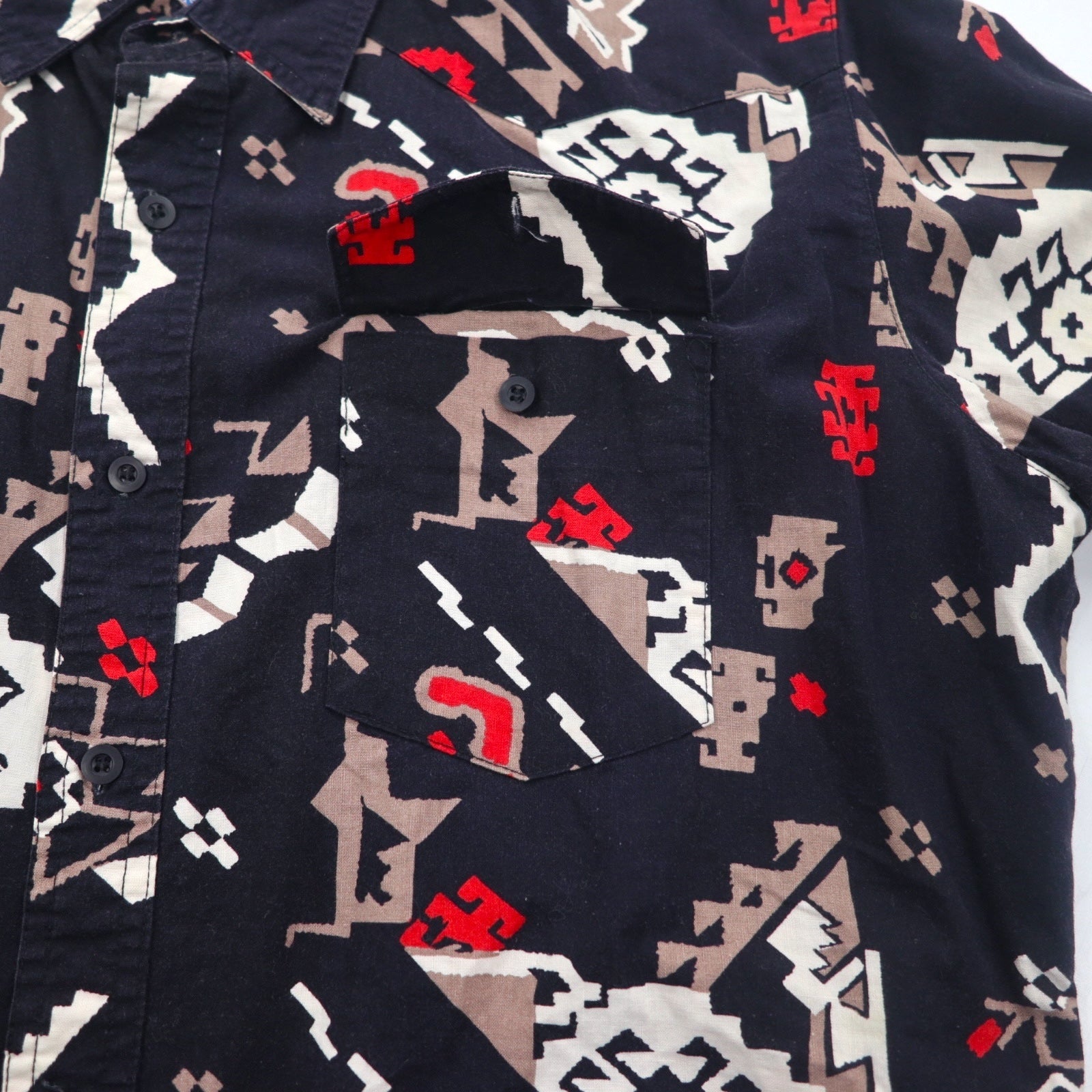 Wrangler anni '90 camicia western fantasia nativa L nera in cotone con tasche a patta sul petto
