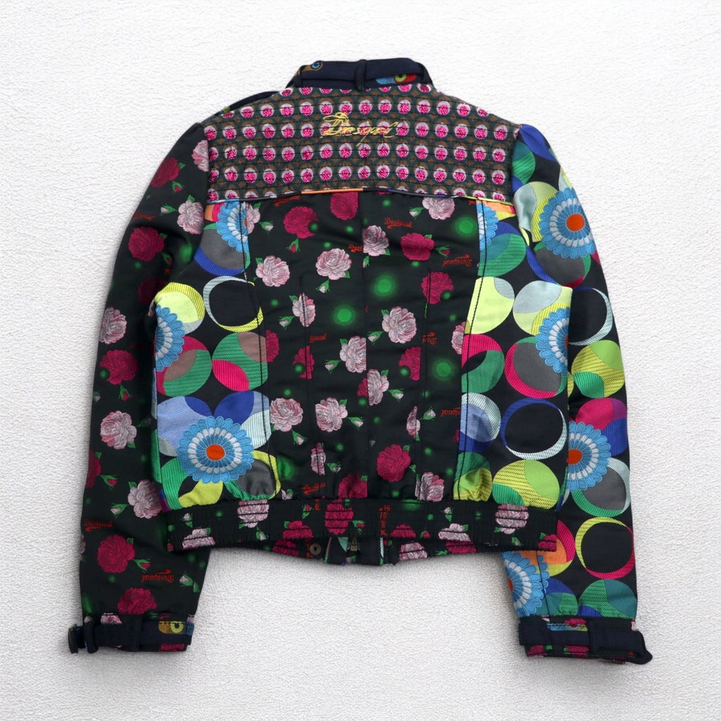 Giacca Chiodo Singola Desigual Fantasia Stampa Floreale Ricamata Nera Taglia M DAMEN JACKET 10E2980 Prodotto in Marocco