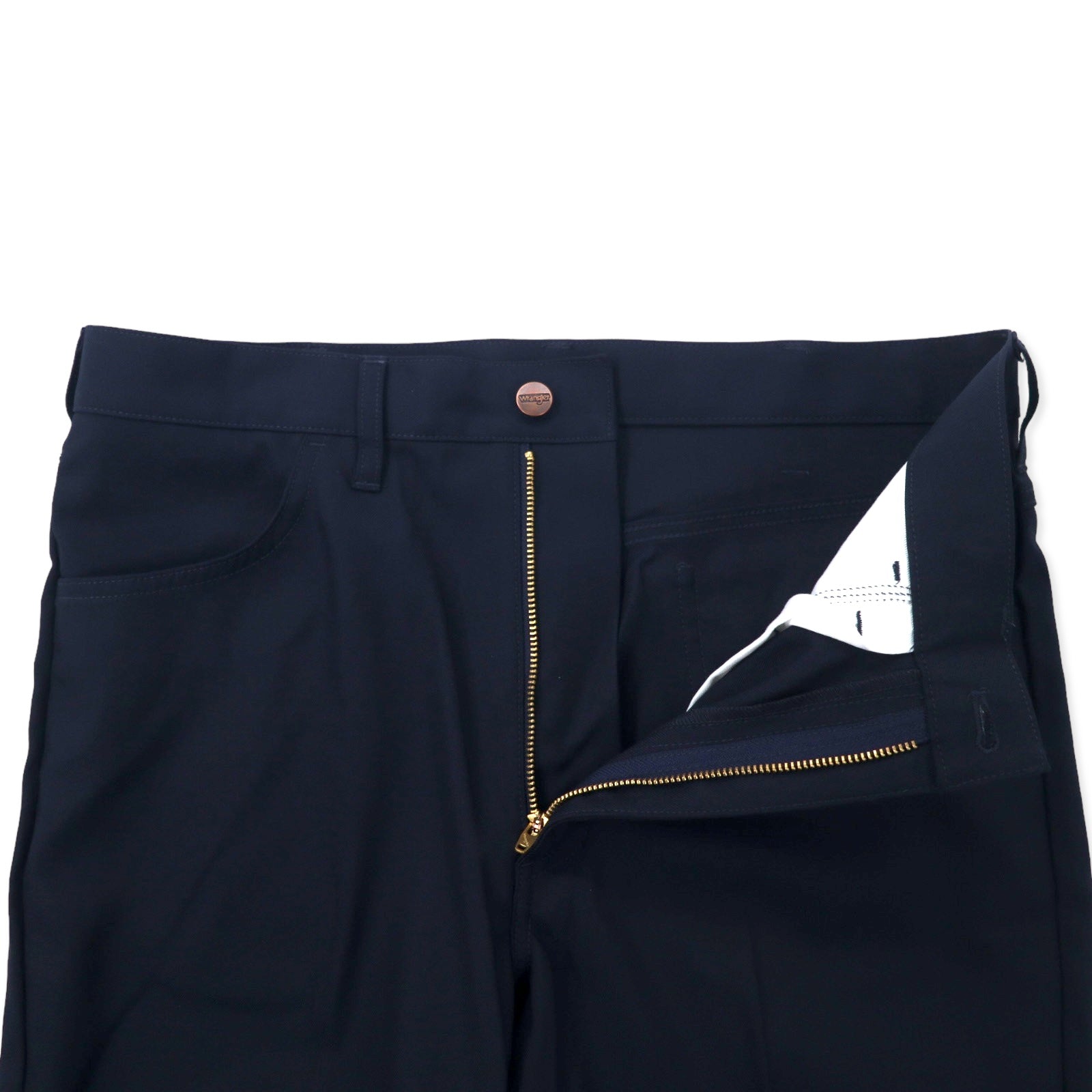 Wrangler Wrangler Slacks a zampa L blu navy poliestere con piega centrale WRANCHER DRESS WI1141-04L Articolo non utilizzato