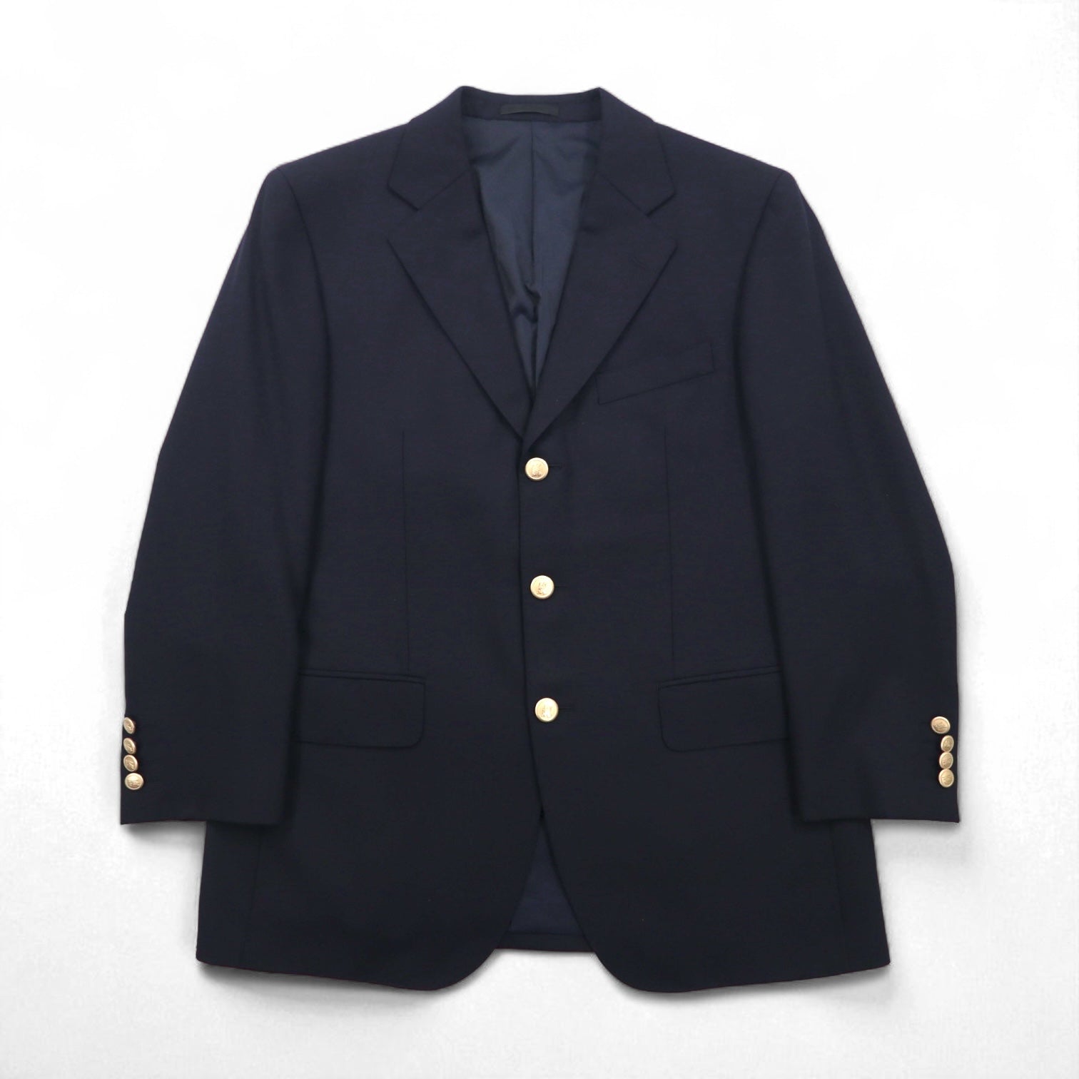 BURBERRY Giacca sartoriale 3 bottoni in misto cashmere, blazer blu navy, taglia S, lana, bottoni dorati, made in Japan
