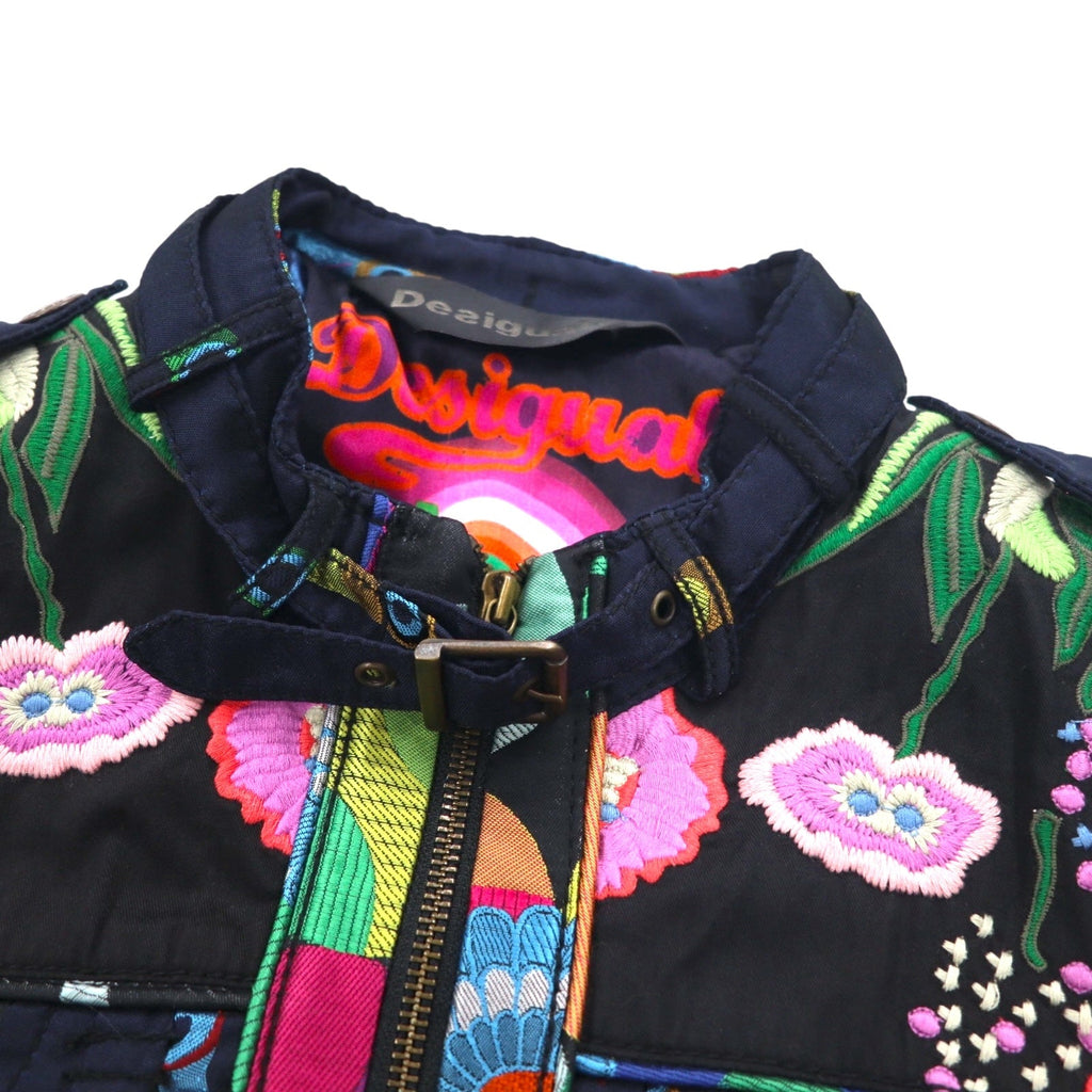 Giacca Chiodo Singola Desigual Fantasia Stampa Floreale Ricamata Nera Taglia M DAMEN JACKET 10E2980 Prodotto in Marocco