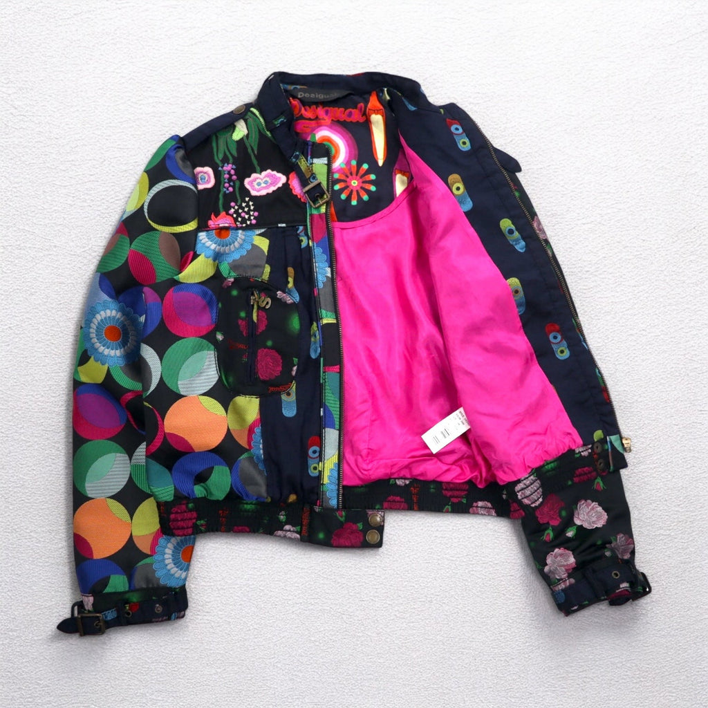 Giacca Chiodo Singola Desigual Fantasia Stampa Floreale Ricamata Nera Taglia M DAMEN JACKET 10E2980 Prodotto in Marocco