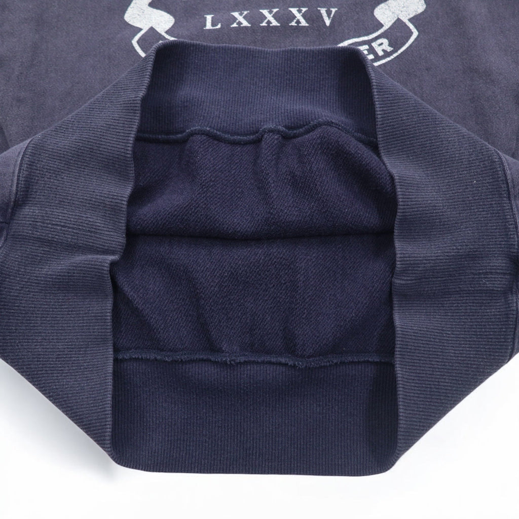 TOMMY HILFIGER anni '90 felpa navy con stampa scollo a V cotone made in Japan