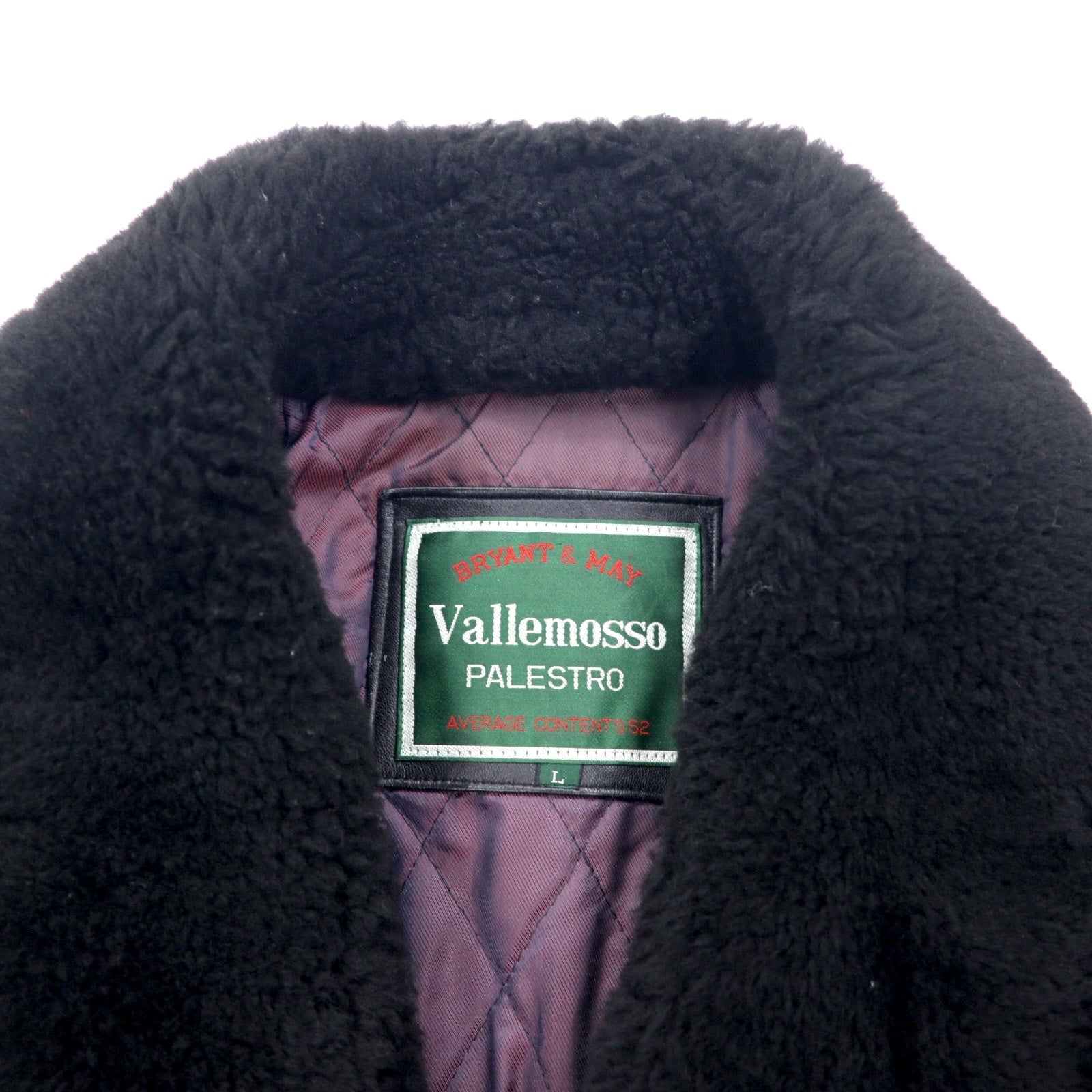 Anni '90 Vallemosso giacca in montone doppio petto con collo sciallato e pelliccia, taglia L, nera, in pelle di agnello, fodera trapuntata, collo removibile