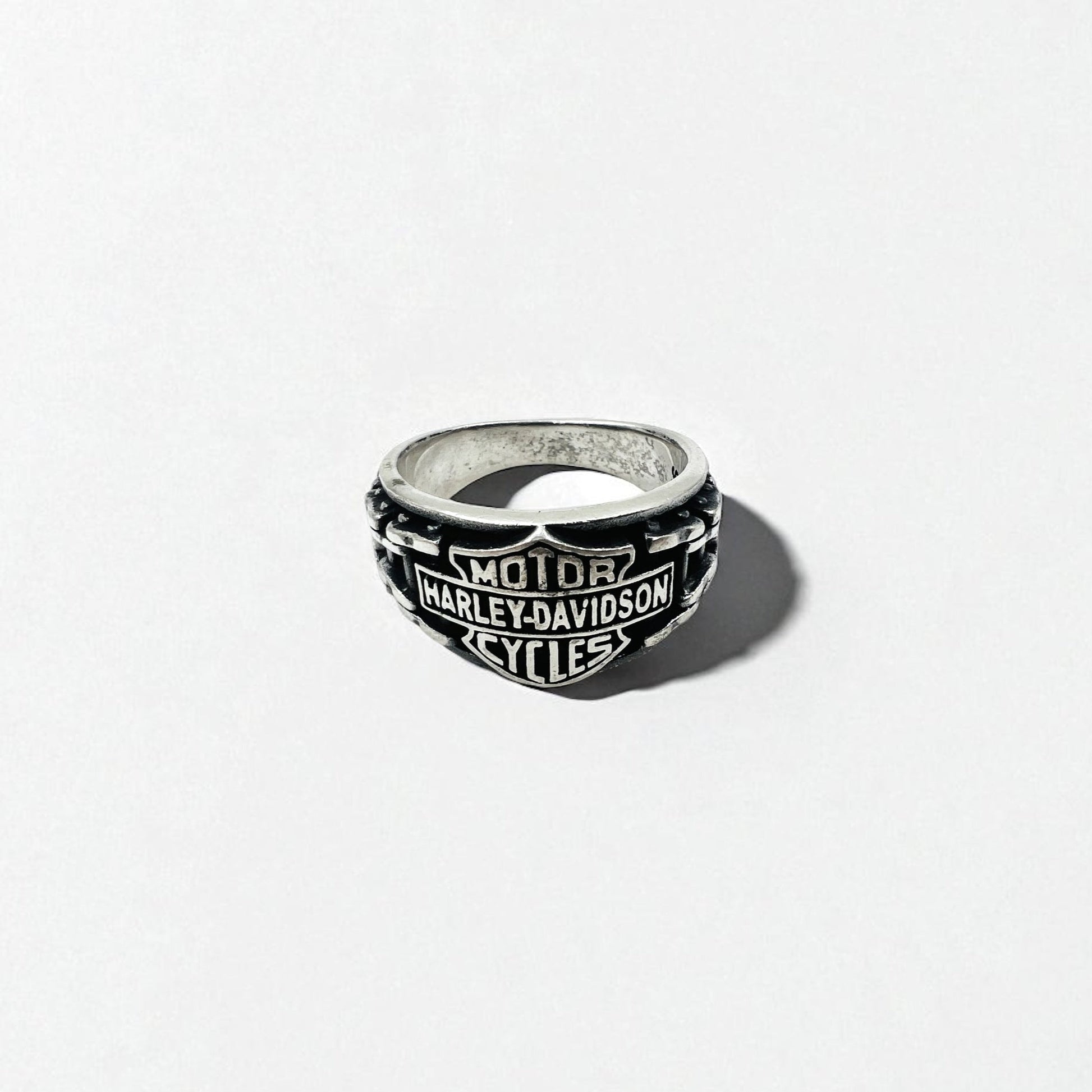 Anello Harley Davidson vintage con logo in argento 925, taglia 25.