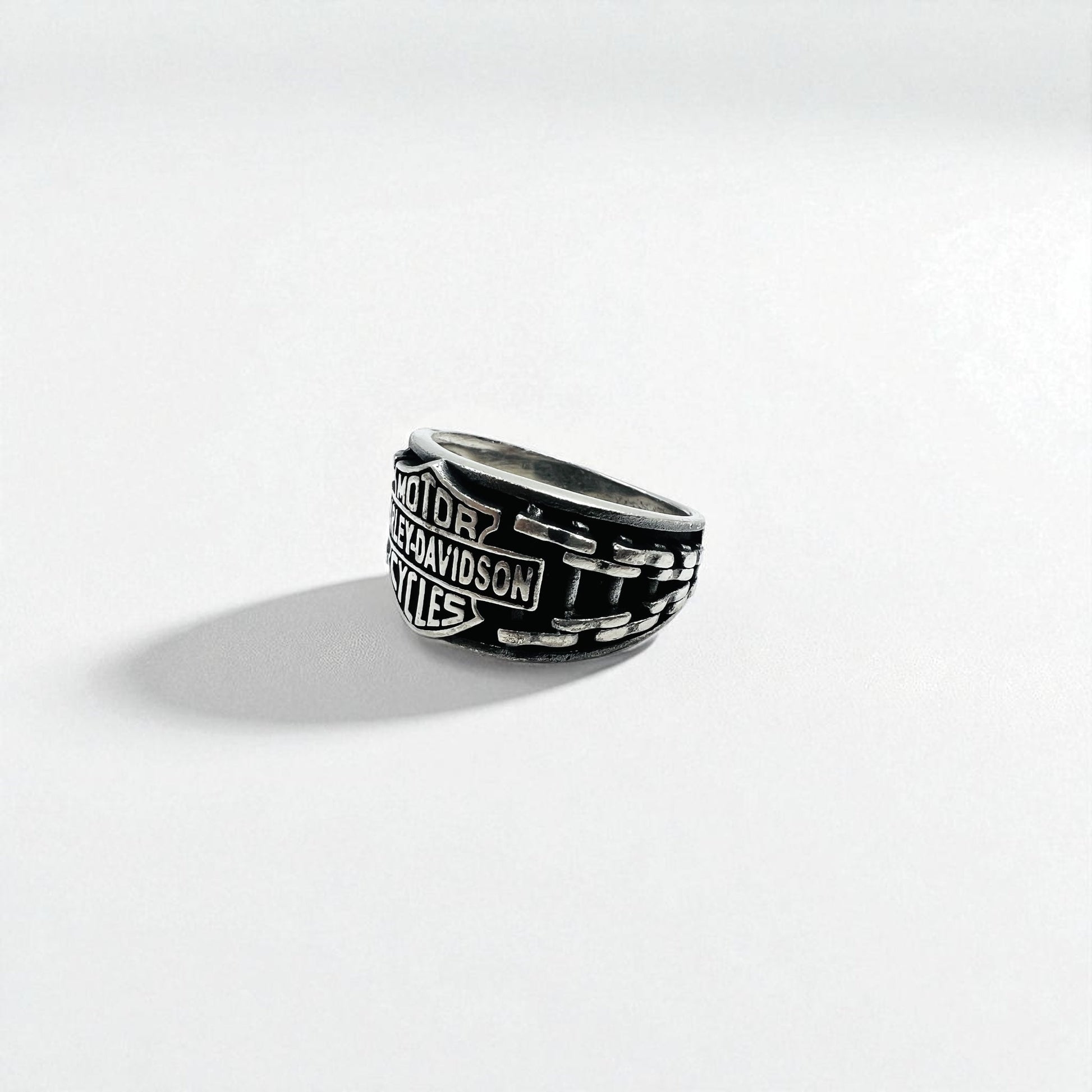 Anello Harley Davidson vintage con logo in argento 925, taglia 25.