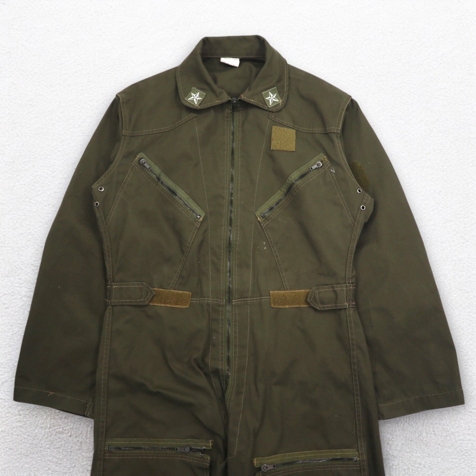イタリア軍 MILITARE フライト ジャンプスーツ ツナギ オールインワン M カーキ コットン ミリタリー