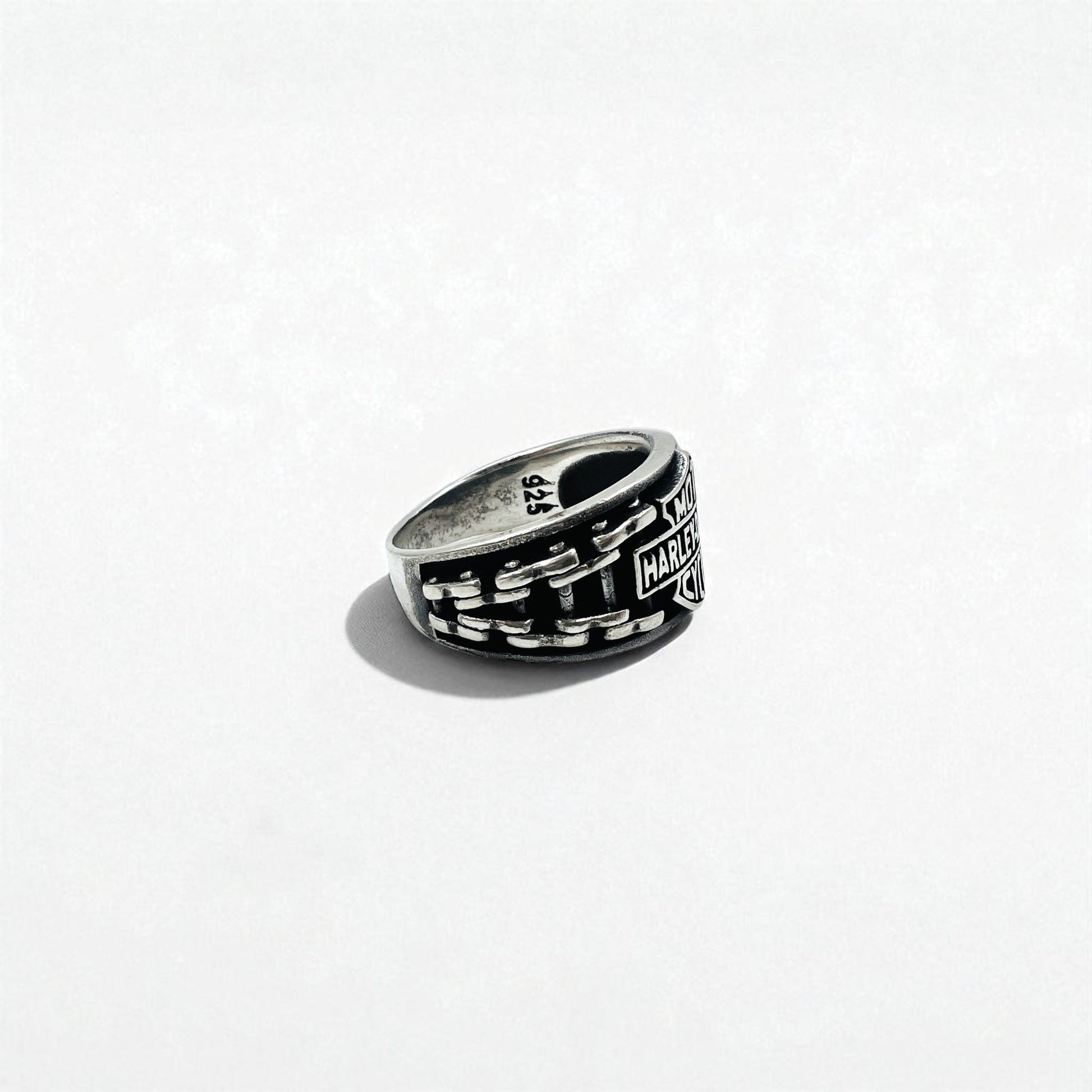 Anello Harley Davidson vintage con logo in argento 925, taglia 25.