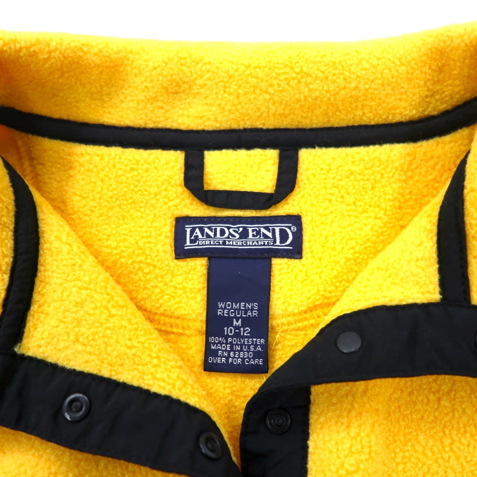 LANDS' END Made in USA Giacca in pile oversize mezza zip a scatto M Giallo POLARTEC Poliestere