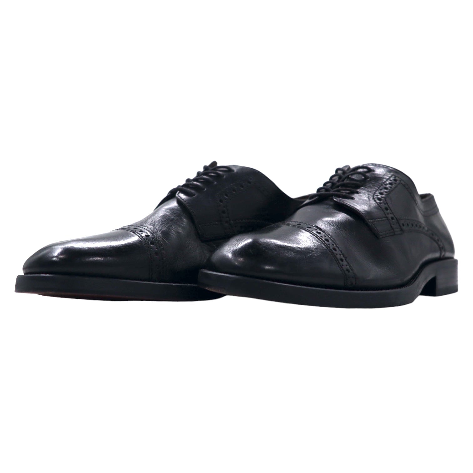 Sir Edward Scarpe eleganti Made in Italy 26.5cm Nere Pelle Quarter Brogue Punta dritta
