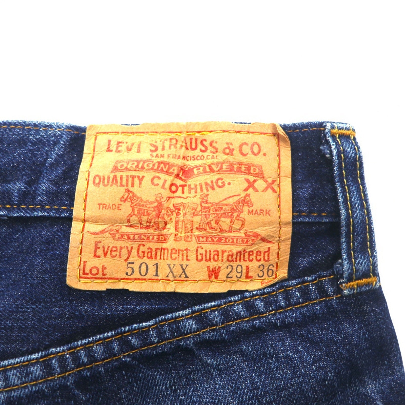 Levi's anni '90, Made in USA, Valencia Factory 501XX Big E Selvedge Jeans, Taglia S, Indaco Blu, Bottoni 555