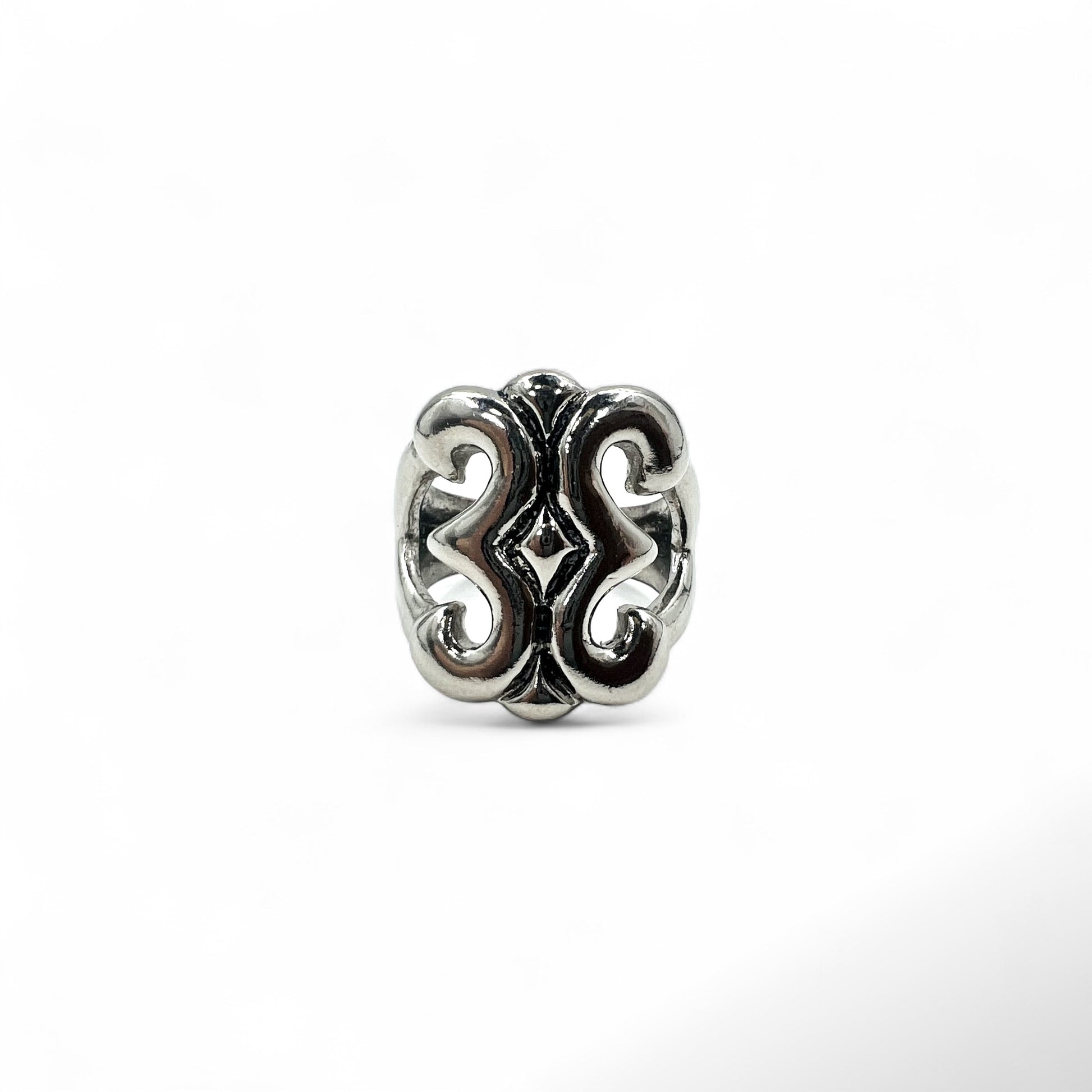 Vintage Indian Jewelry Anello largo vintage di gioielli indiani, misura 18, argento