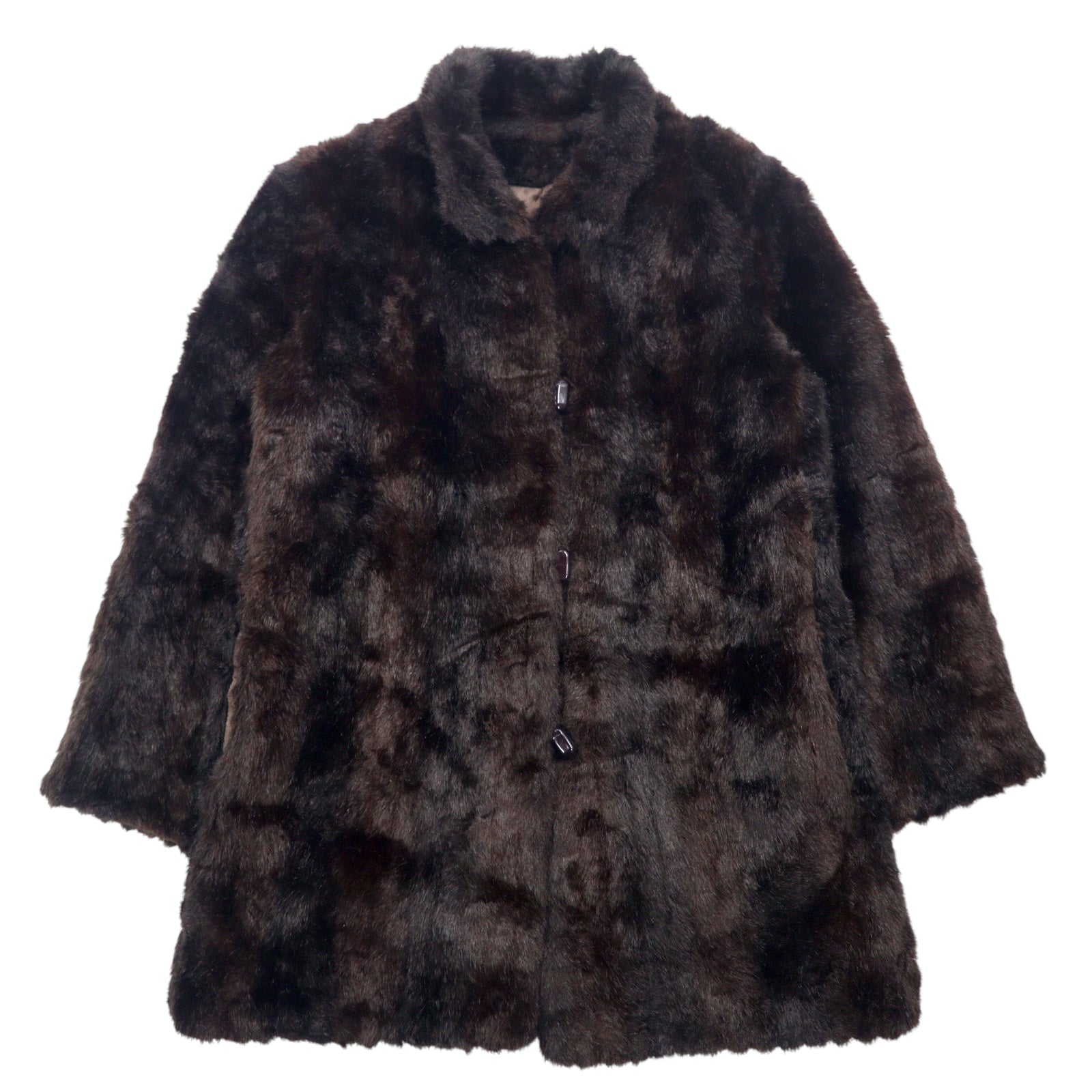 Anni '90 PASSPORT Cappotto in pelliccia sintetica L Marrone Acrilico