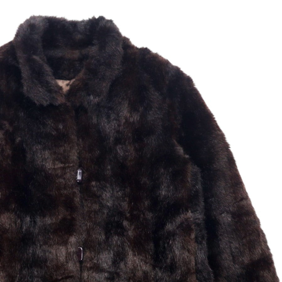 Anni '90 PASSPORT Cappotto in pelliccia sintetica L Marrone Acrilico
