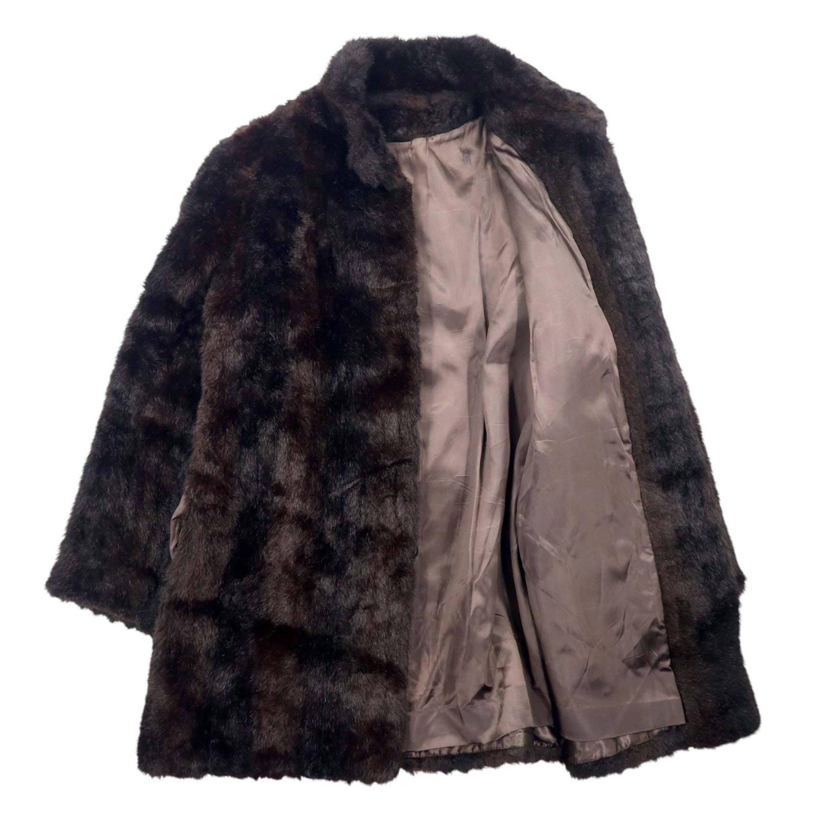 Anni '90 PASSPORT Cappotto in pelliccia sintetica L Marrone Acrilico