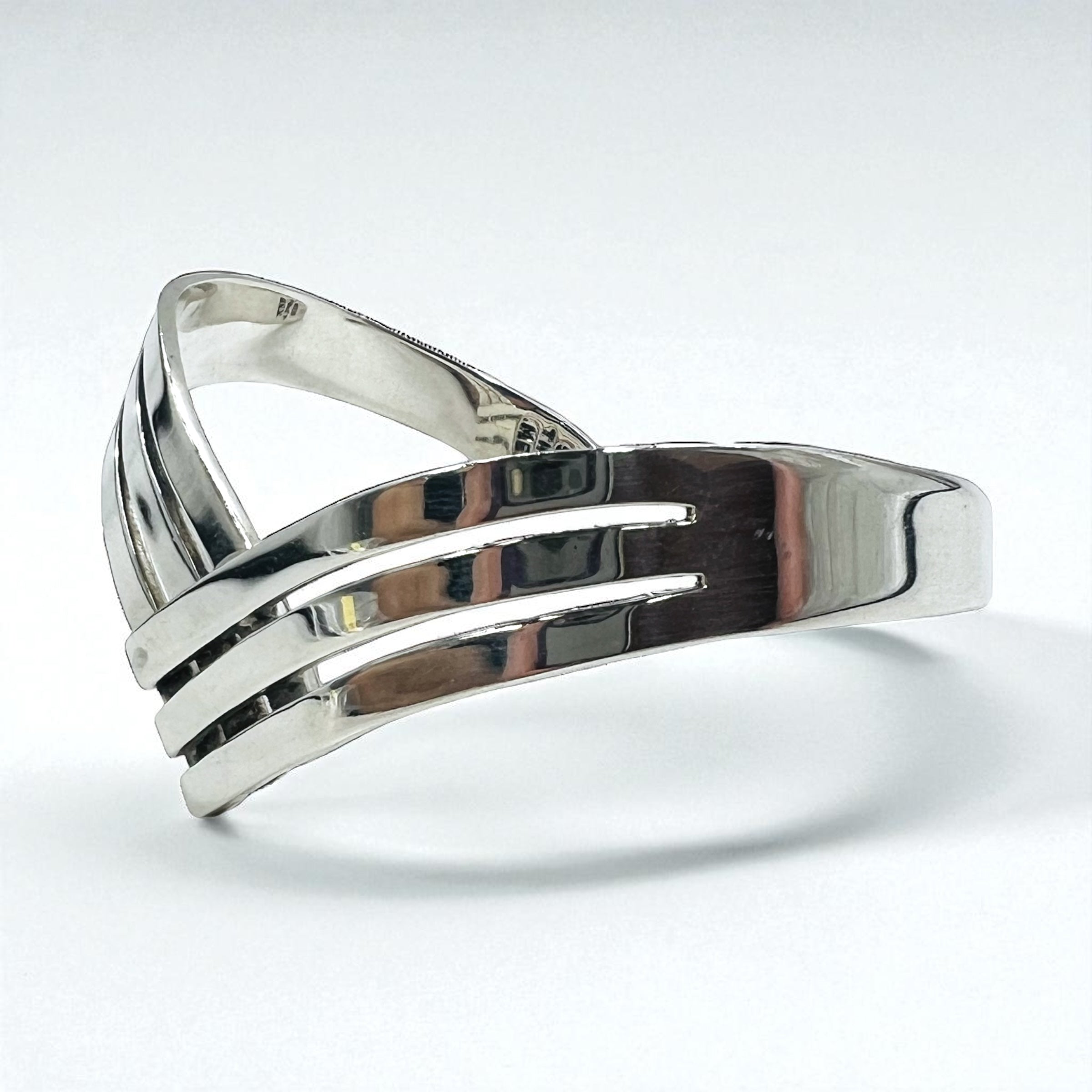 Vintage 925 Silver Cuff Bracelet Made In Mexico メキシカンジュエリー V字 ウェーブ バングル シルバー