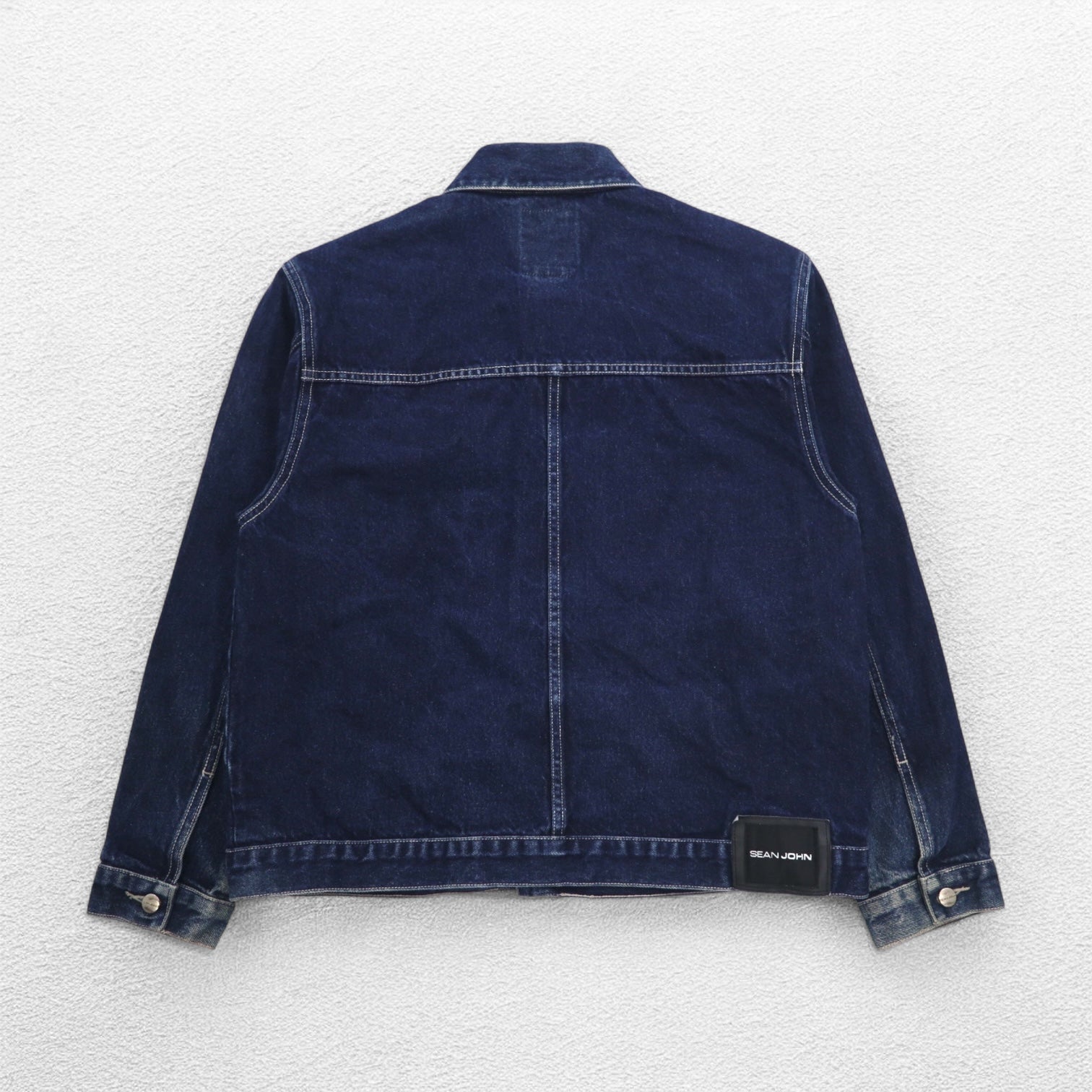 SEAN JOHN Giacca di Jeans anni 2000 M Indaco Blu Logo ricamato