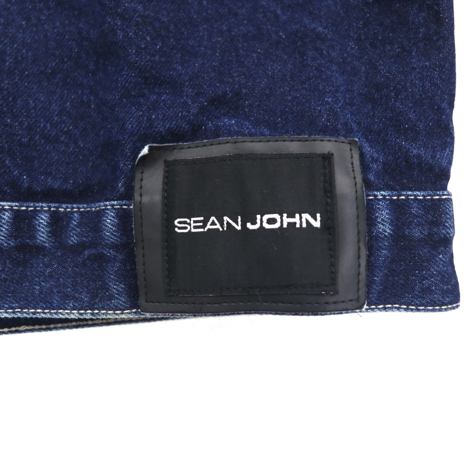 SEAN JOHN Giacca di Jeans anni 2000 M Indaco Blu Logo ricamato