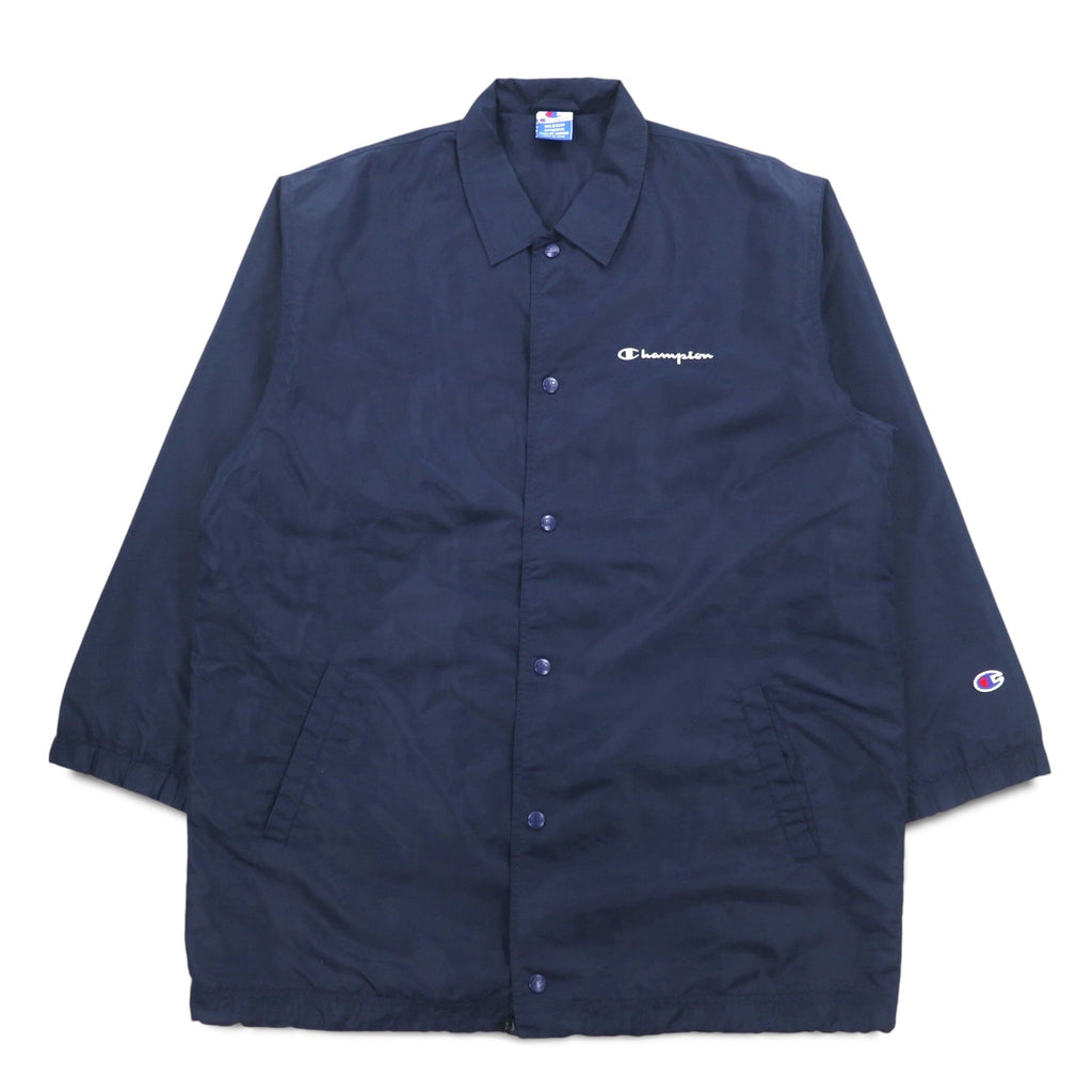 Champion anni '90 Giacca lunga allenatore M Navy Script Logo Stampa posteriore