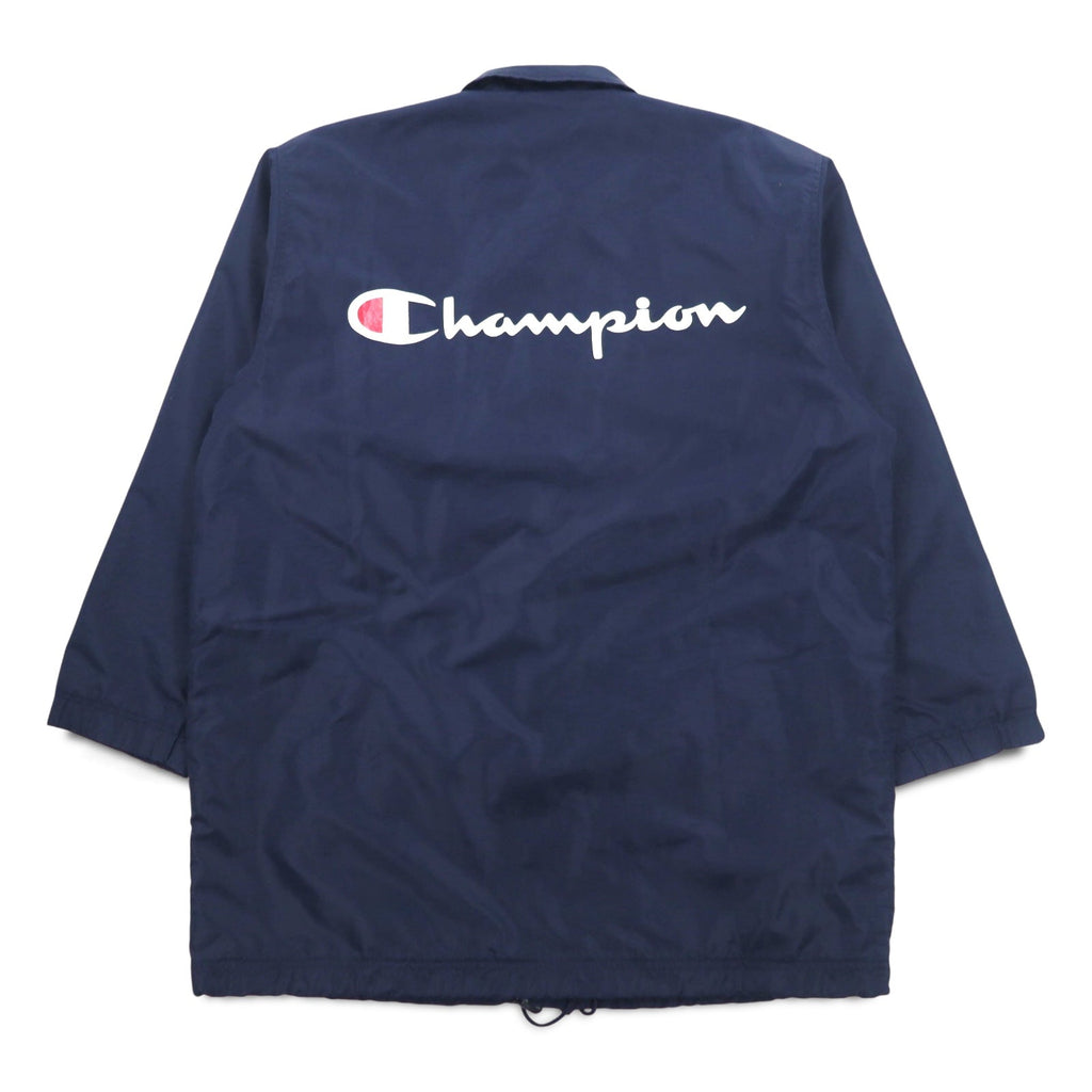 Champion anni '90 Giacca lunga allenatore M Navy Script Logo Stampa posteriore