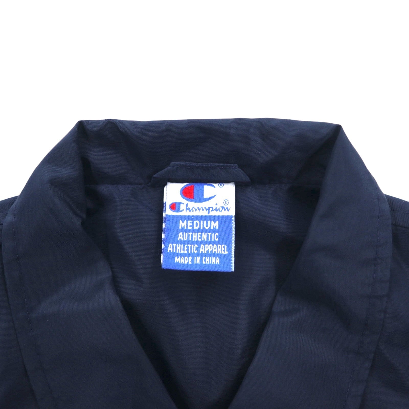 Champion anni '90 Giacca lunga allenatore M Navy Script Logo Stampa posteriore