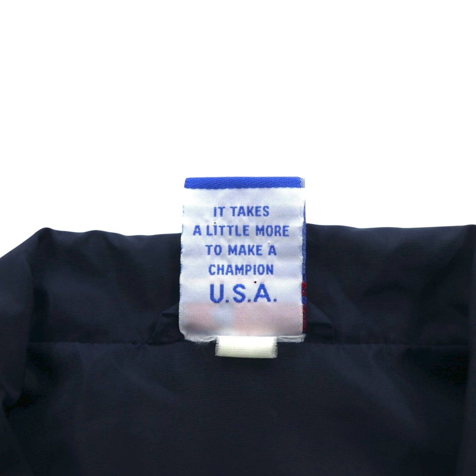 Champion anni '90 Giacca lunga allenatore M Navy Script Logo Stampa posteriore