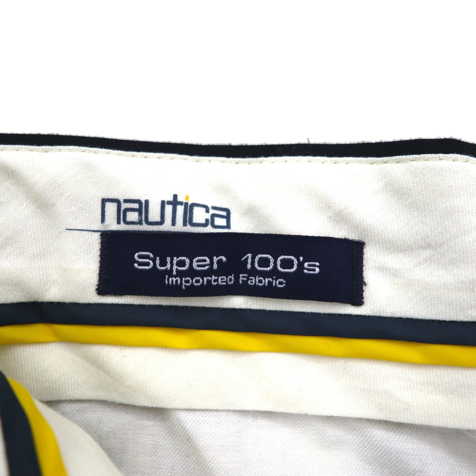 nautica anni '90 Super 100's Pantaloni larghi a due pinces L neri in lana