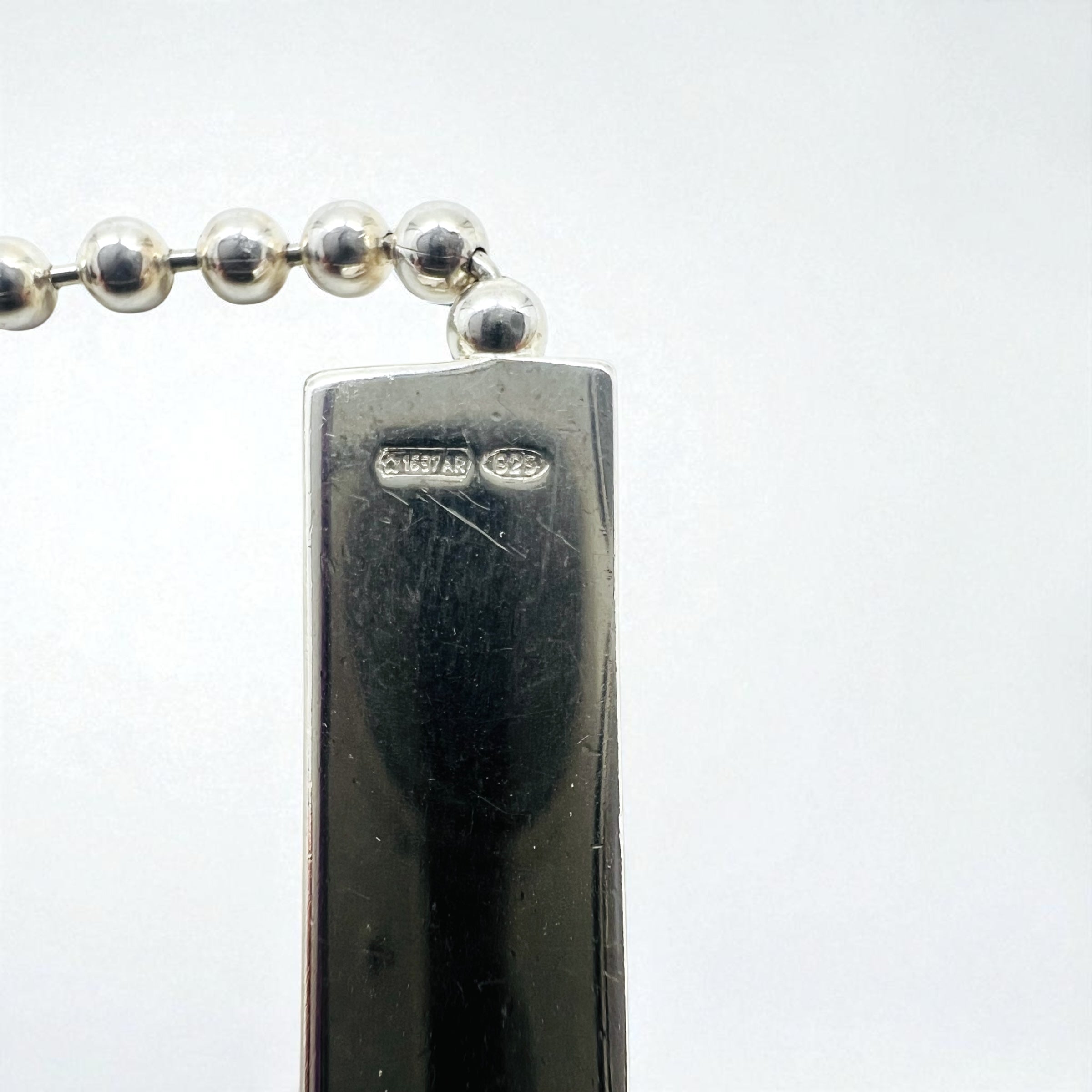 GUCCI Collana Choker con catena a palline vintage Argento 925 con placchetta logo Fabbricato in Italia