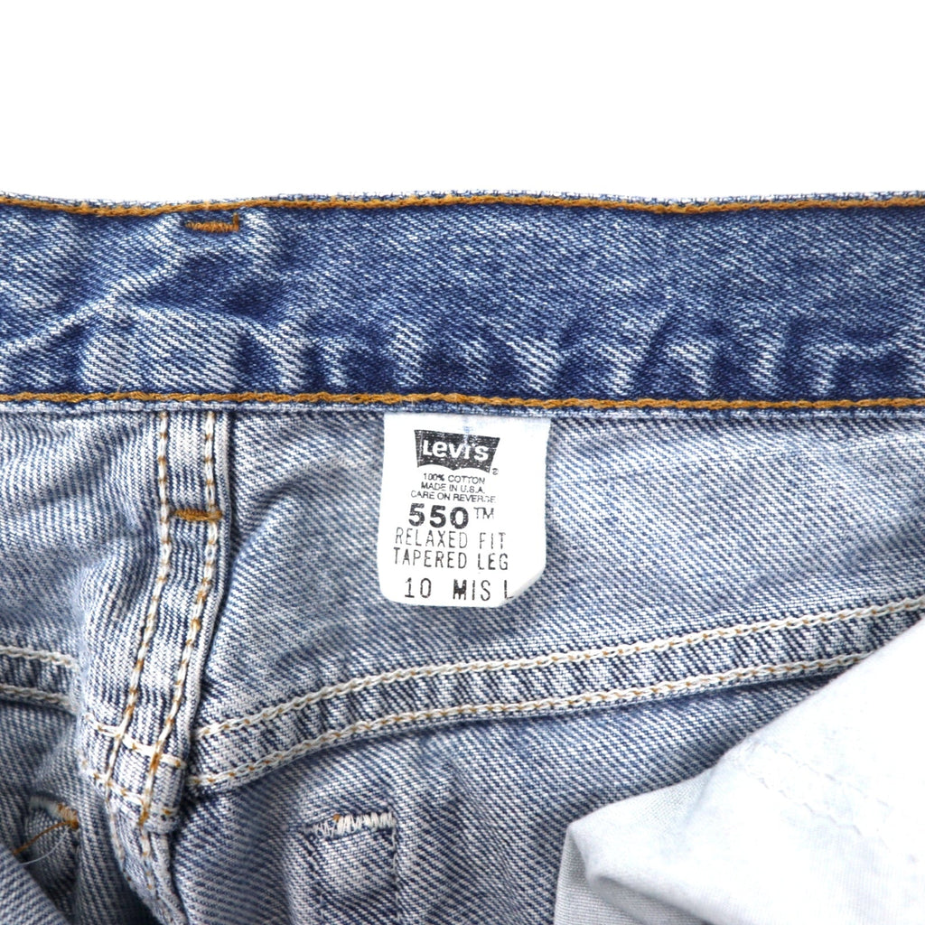Levi's USA 90s 550 Relaxed Fit Tapered Jeans Taglia 10 Blu Ice Wash Cotone Bottone retro 512