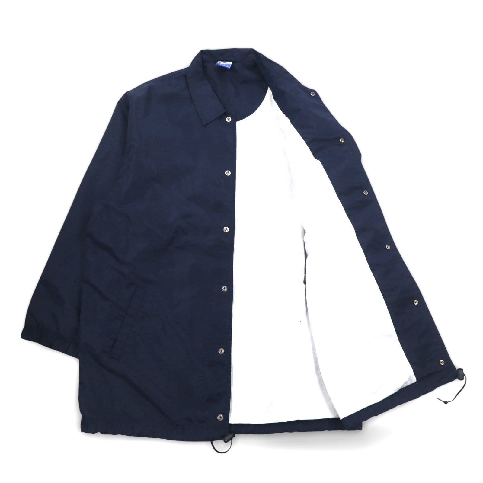 Champion anni '90 Giacca lunga allenatore M Navy Script Logo Stampa posteriore
