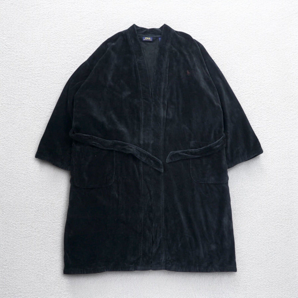 POLO RALPH LAUREN Accappatoio in spugna L/XL nero in cotone con cintura