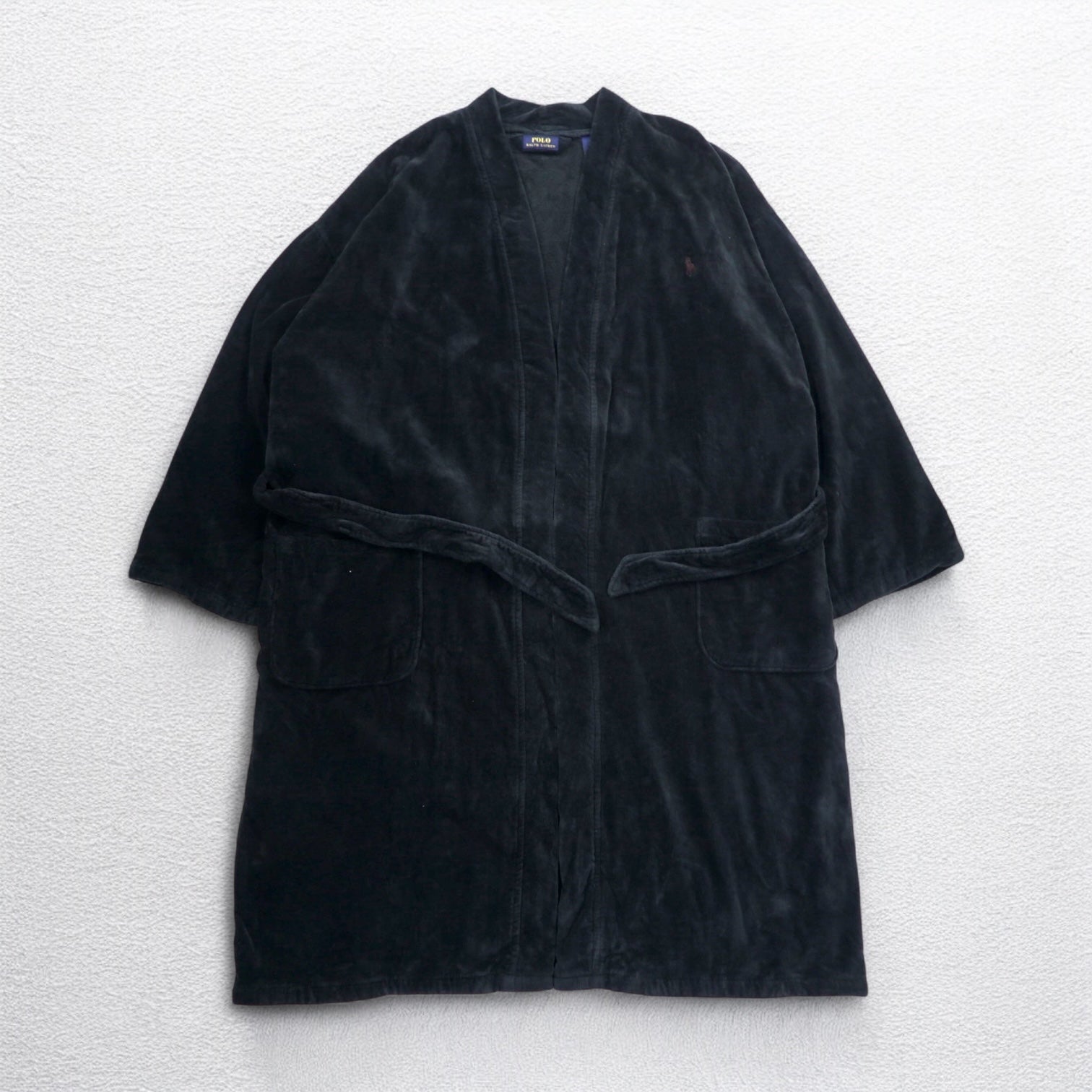 POLO RALPH LAUREN Accappatoio in spugna L/XL nero in cotone con cintura