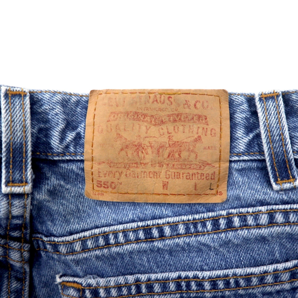 Levi's USA 90s 550 Relaxed Fit Tapered Jeans Taglia 10 Blu Ice Wash Cotone Bottone retro 512