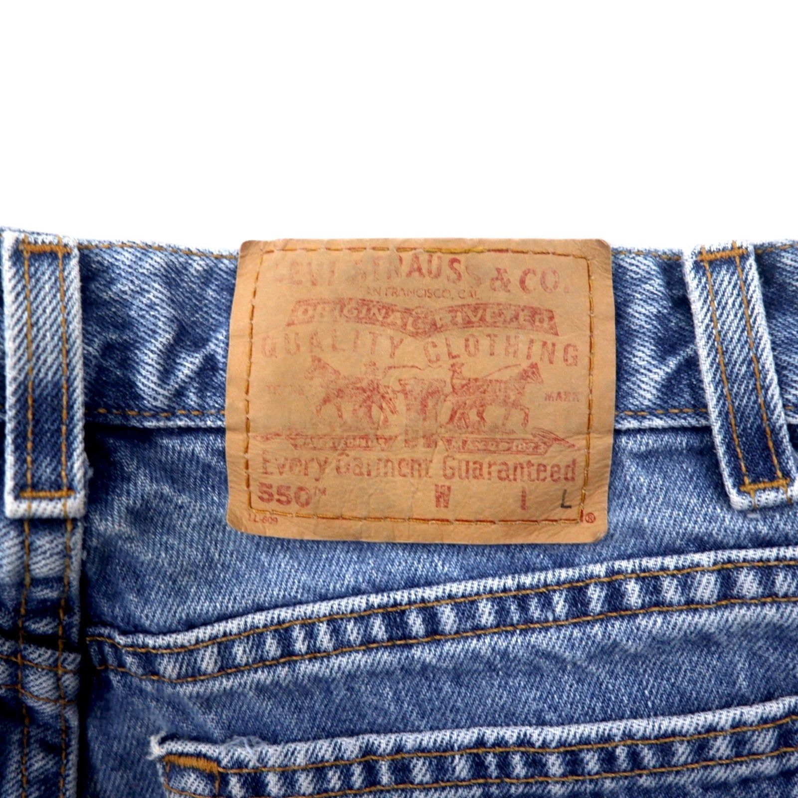 Levi's USA 90s 550 Relaxed Fit Tapered Jeans Taglia 10 Blu Ice Wash Cotone Bottone retro 512