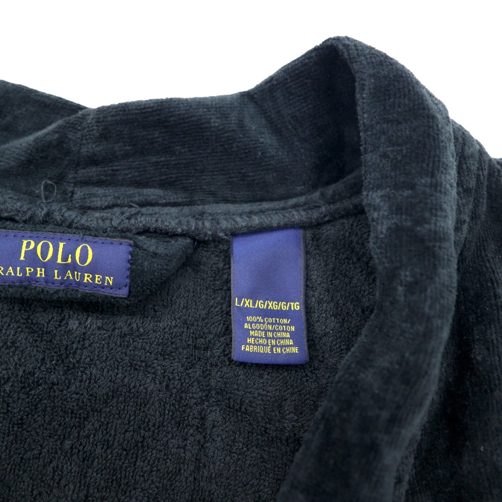 POLO RALPH LAUREN Accappatoio in spugna L/XL nero in cotone con cintura