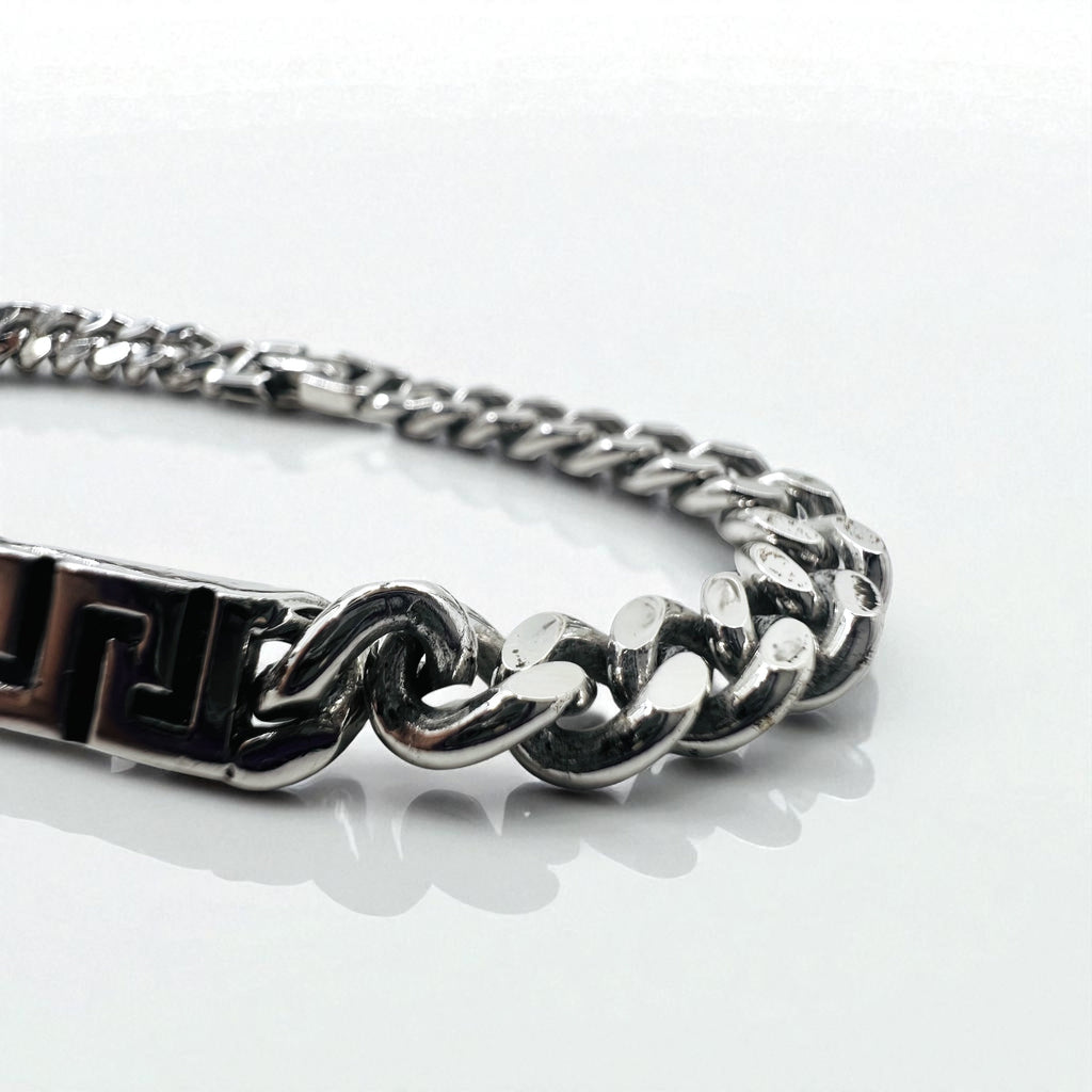 VERSACE Vintage Medusa Bracciale a Catena Maglia Curb Argento Made in Italy