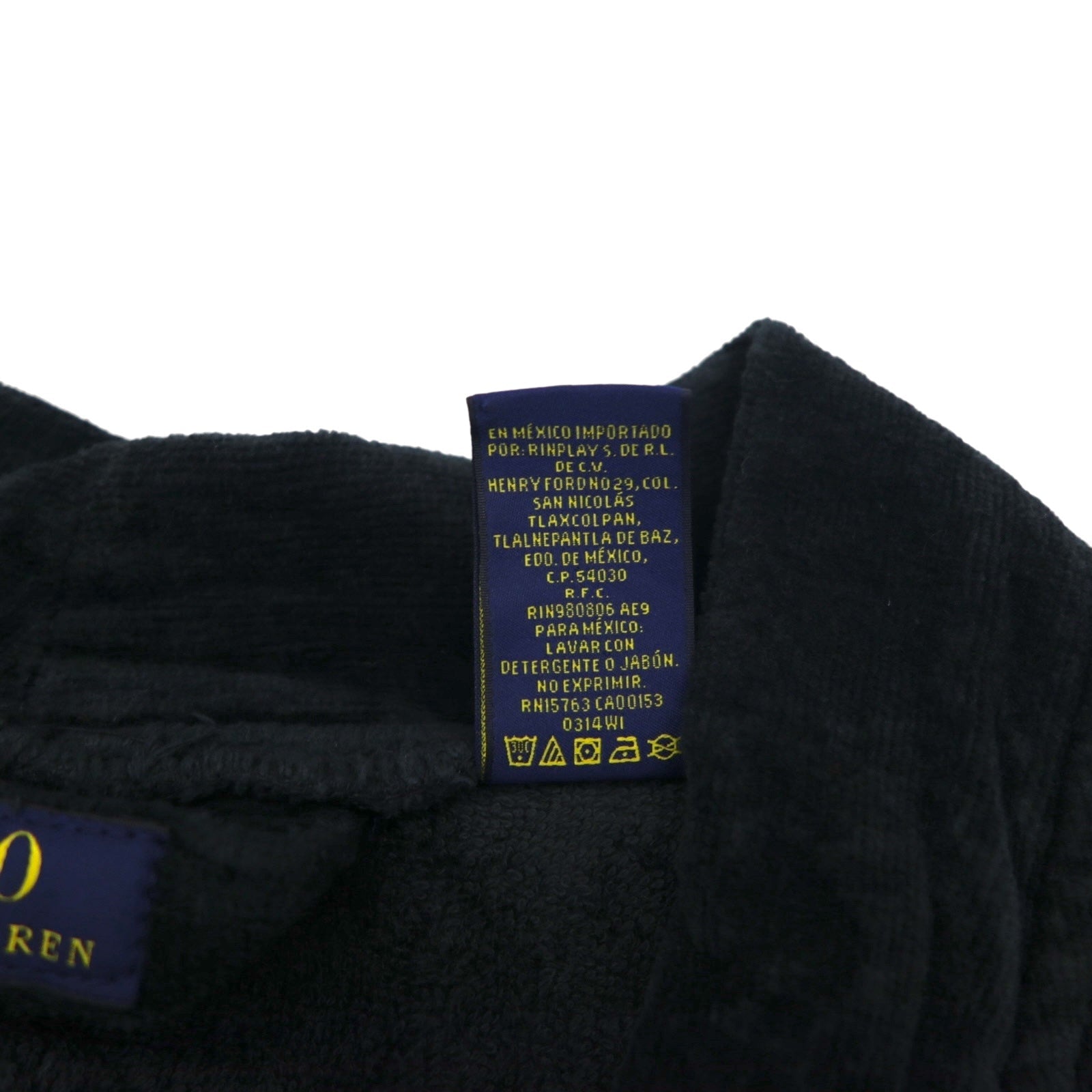 POLO RALPH LAUREN Accappatoio in spugna L/XL nero in cotone con cintura