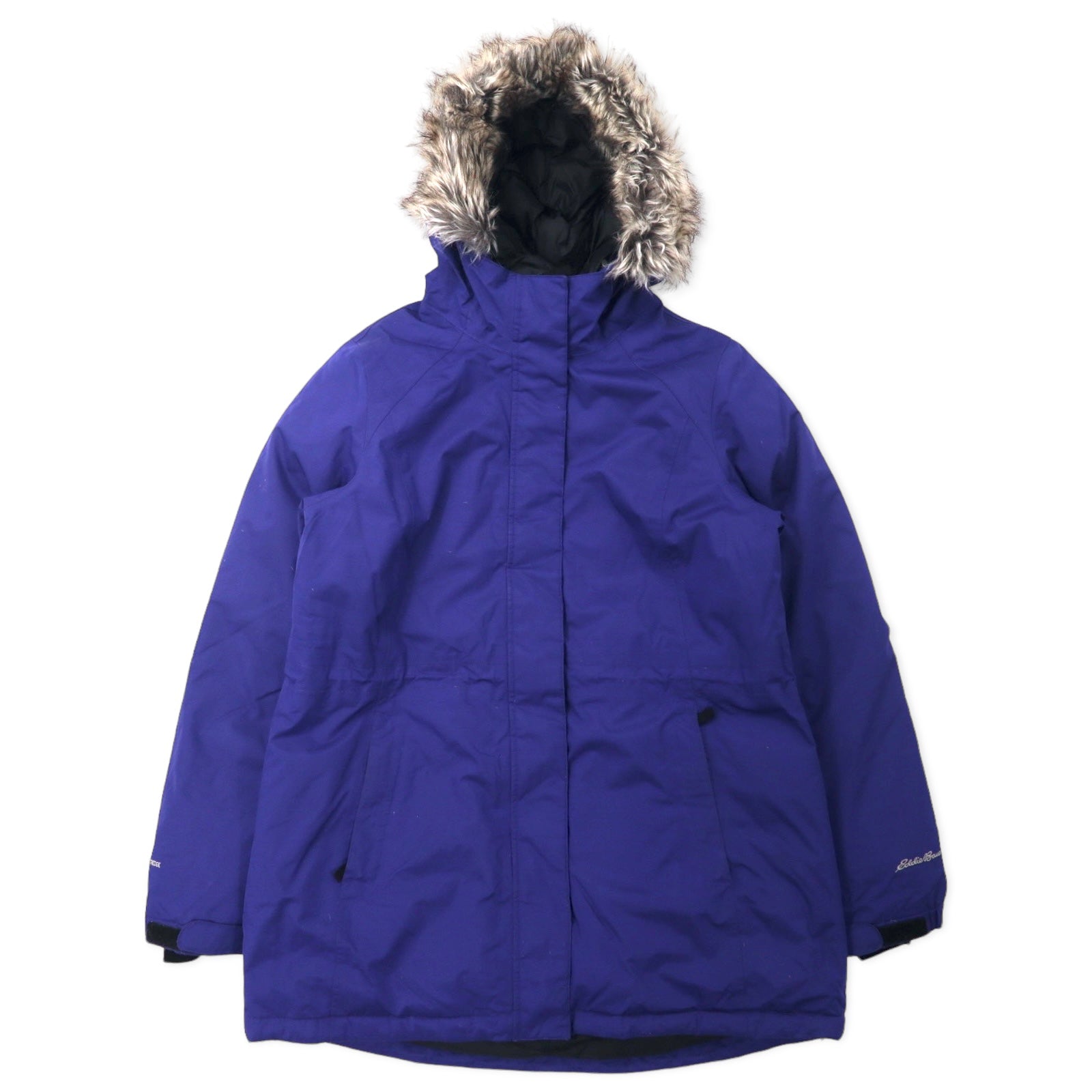 Eddie Bauer WeatherEdge Down Parka Cappotto Piumino L Blu Navy Poliestere Pelliccia Staccabile WEATHER EDGE