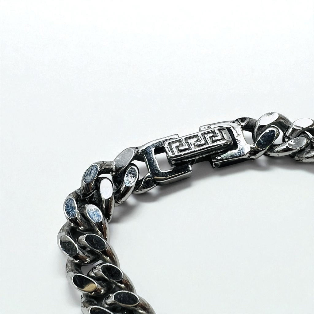 VERSACE Vintage Medusa Bracciale a Catena Maglia Curb Argento Made in Italy