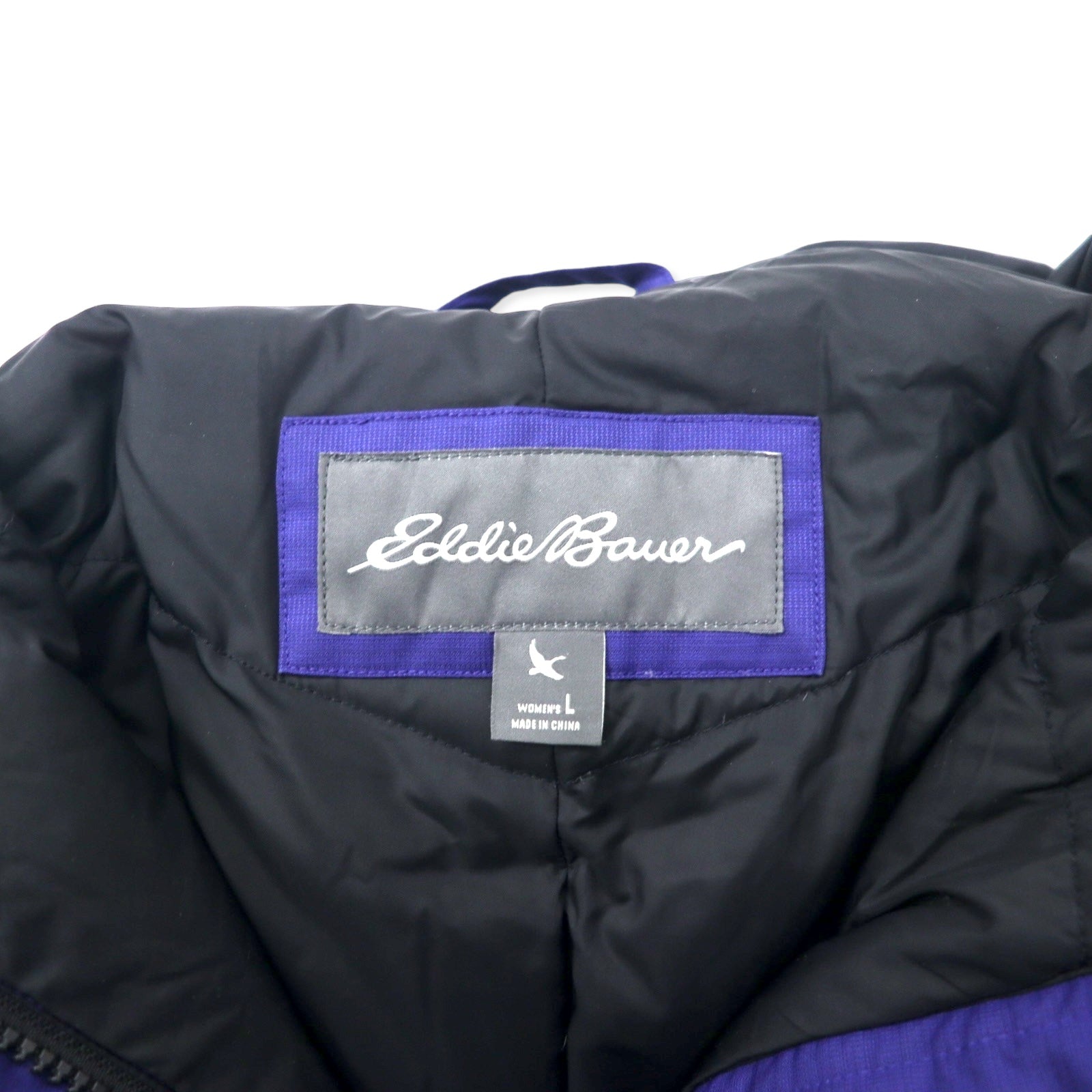 Eddie Bauer WeatherEdge Down Parka Cappotto Piumino L Blu Navy Poliestere Pelliccia Staccabile WEATHER EDGE