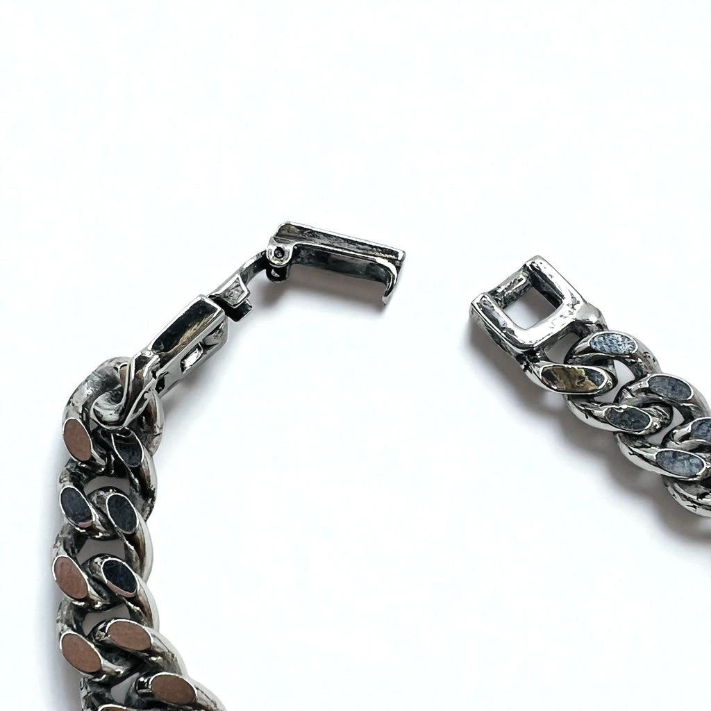 VERSACE Vintage Medusa Bracciale a Catena Maglia Curb Argento Made in Italy