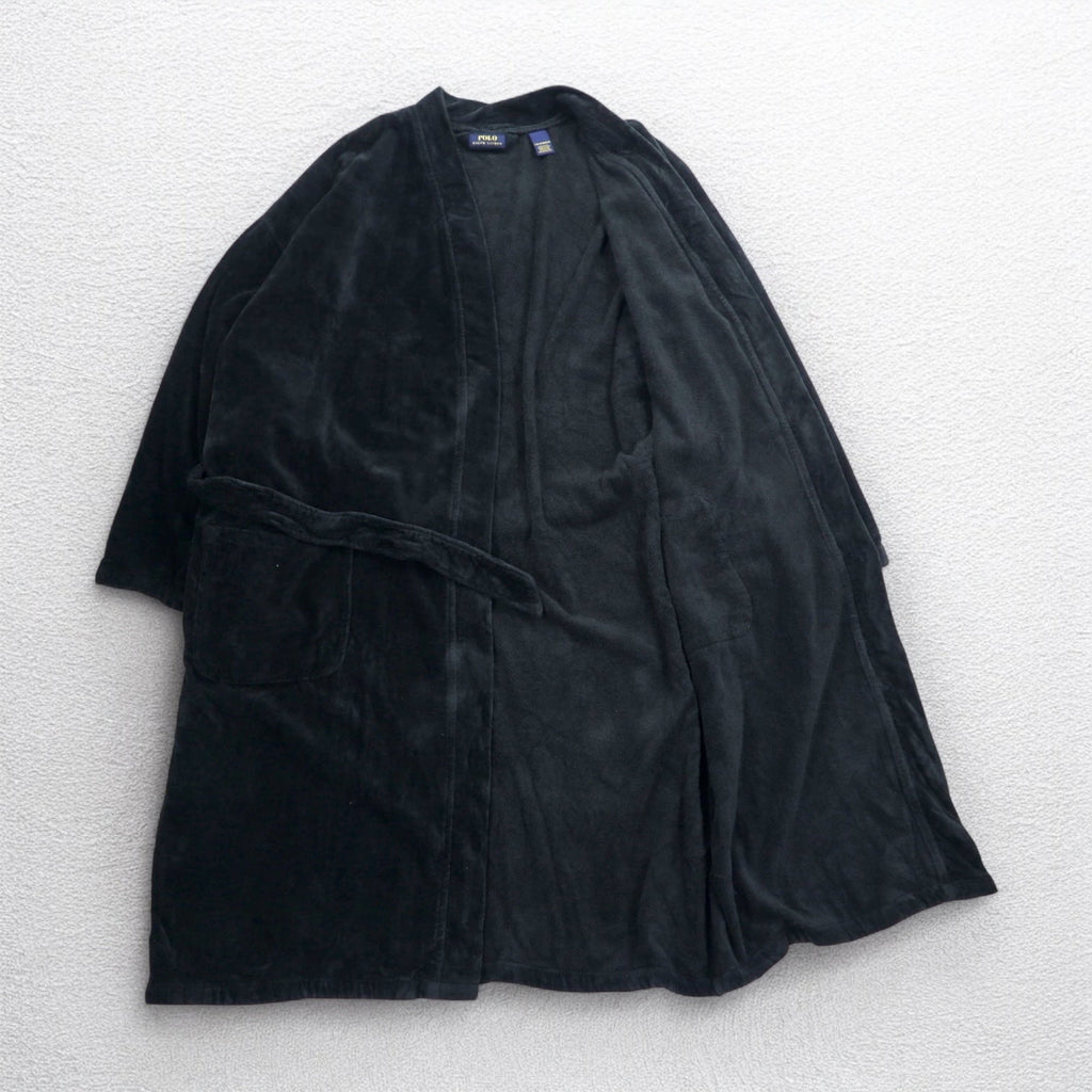 POLO RALPH LAUREN Accappatoio in spugna L/XL nero in cotone con cintura