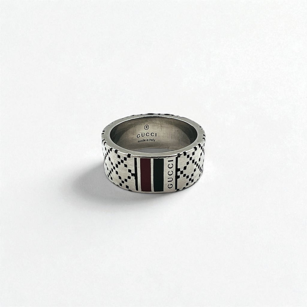 GUCCI Anello Sherry Line Diamantissima, misura 14, Argento Ag925, Made in Italy