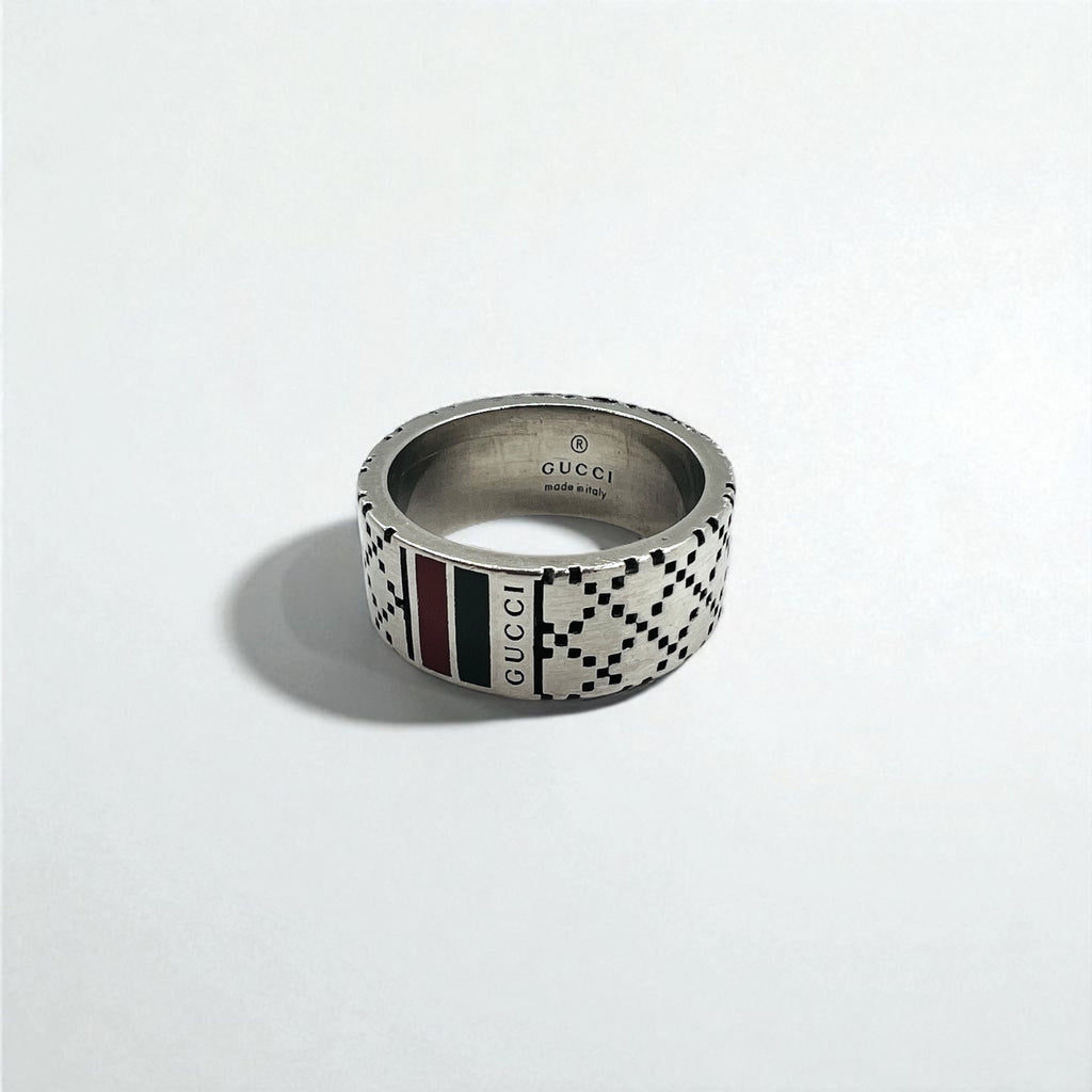 GUCCI Anello Sherry Line Diamantissima, misura 14, Argento Ag925, Made in Italy