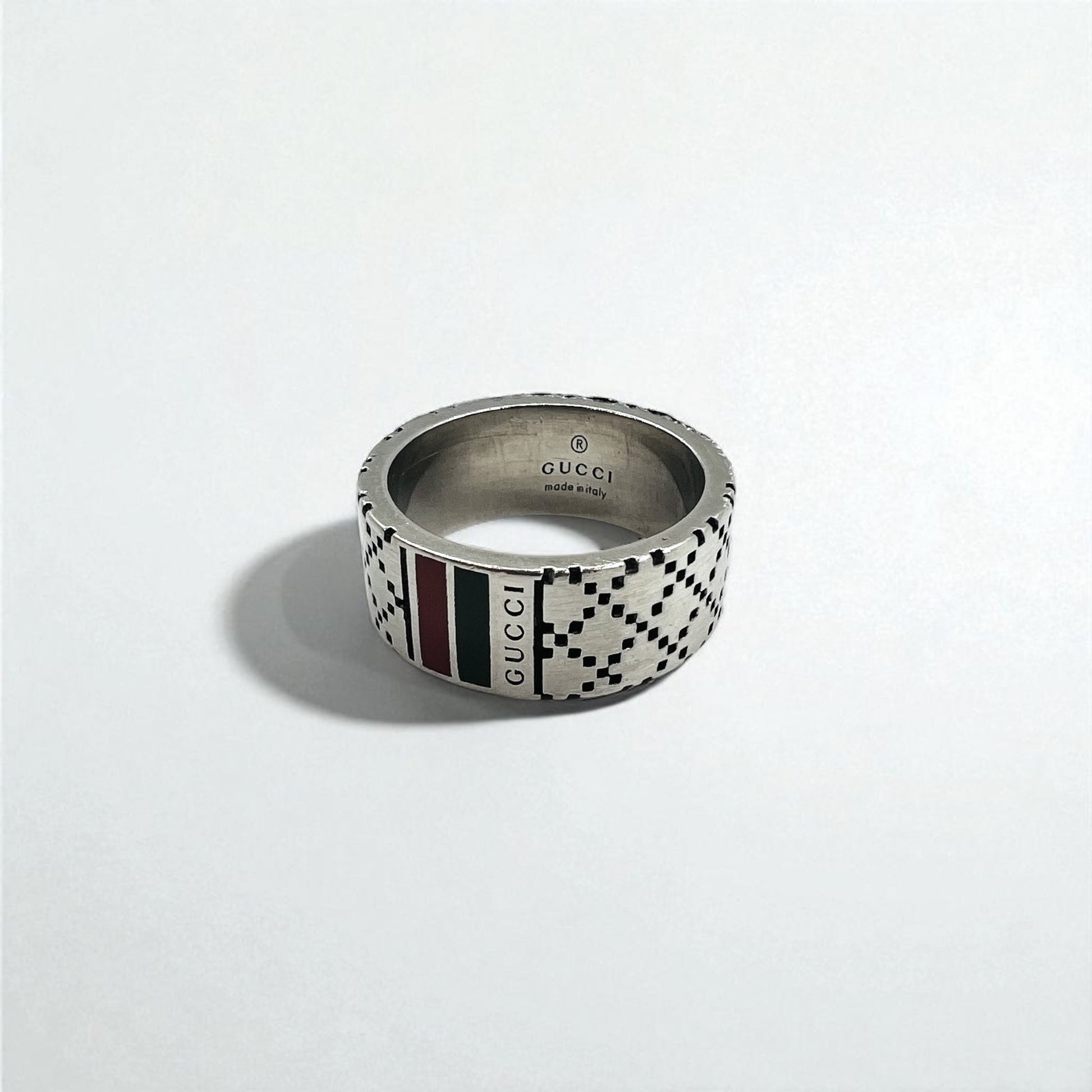 GUCCI Anello Sherry Line Diamantissima, misura 14, Argento Ag925, Made in Italy