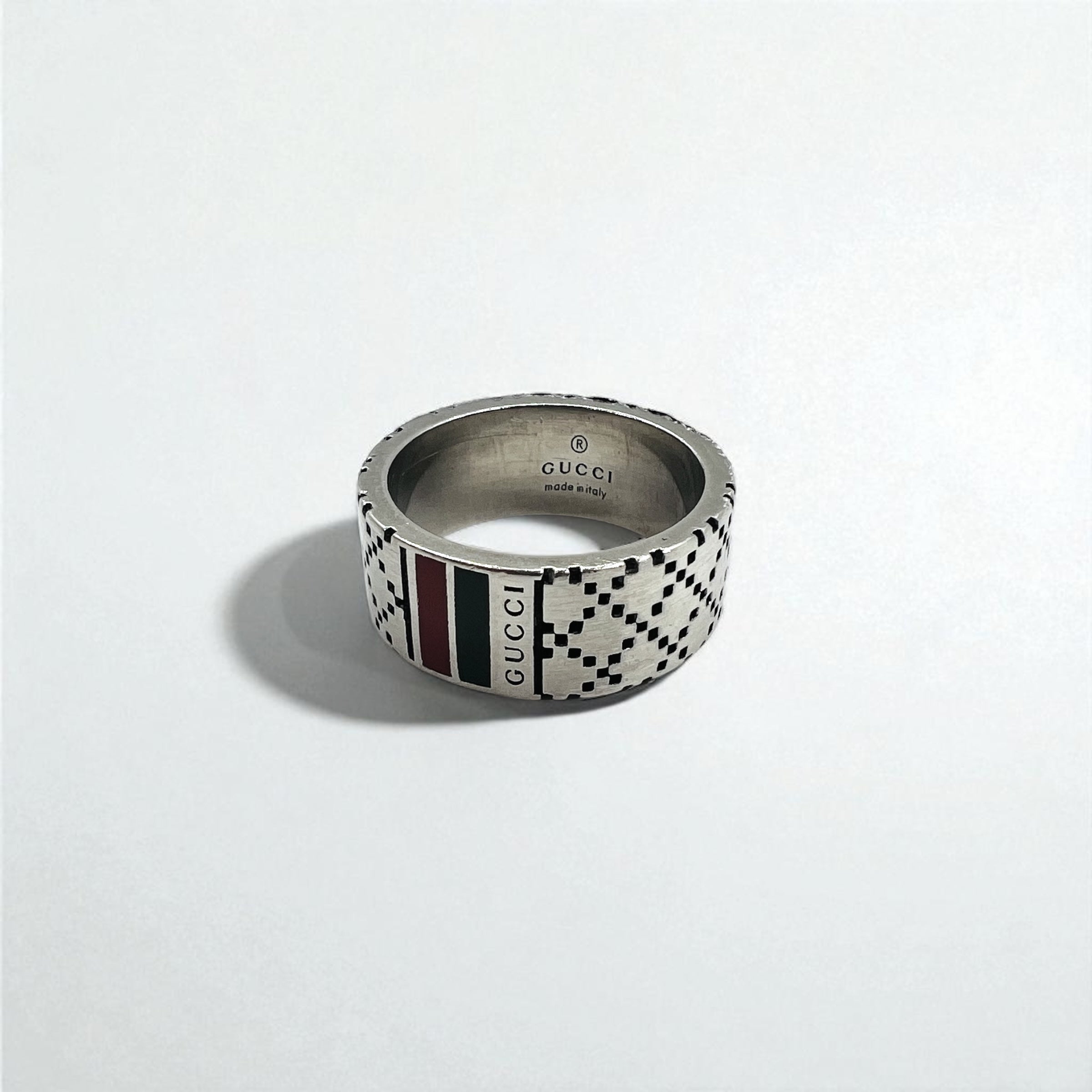 GUCCI Anello Sherry Line Diamantissima, misura 14, Argento Ag925, Made in Italy