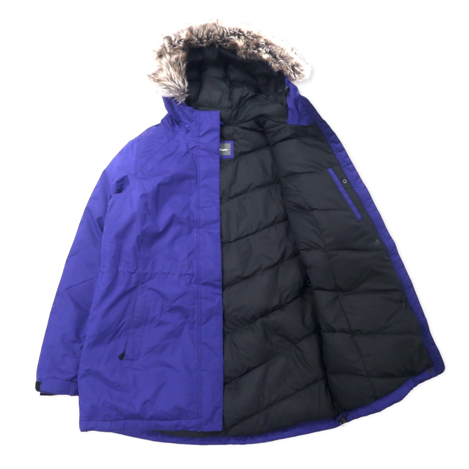 Eddie Bauer WeatherEdge Down Parka Cappotto Piumino L Blu Navy Poliestere Pelliccia Staccabile WEATHER EDGE